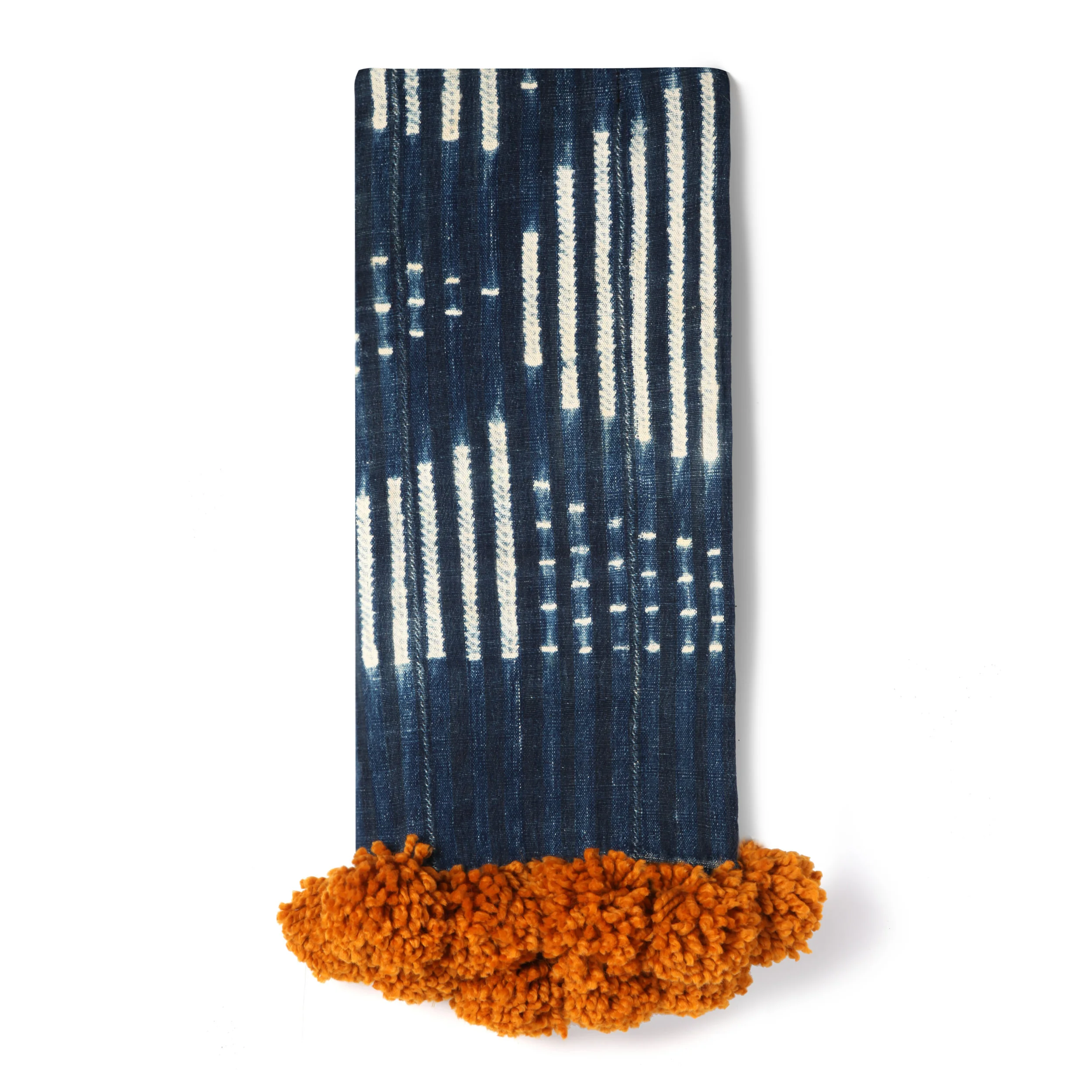 mudcloth pom pom throw - caramel poms
