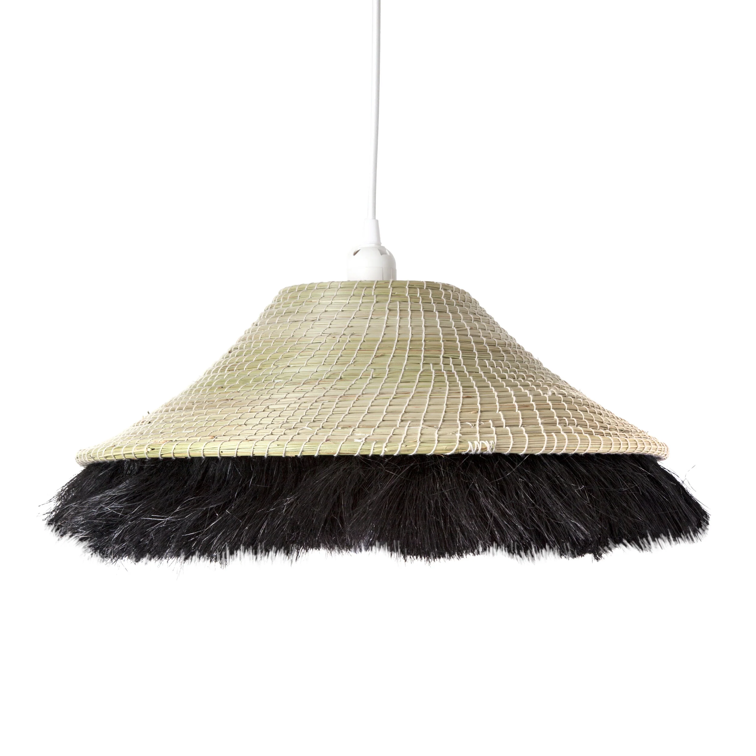 fringe pendant shade natural/black