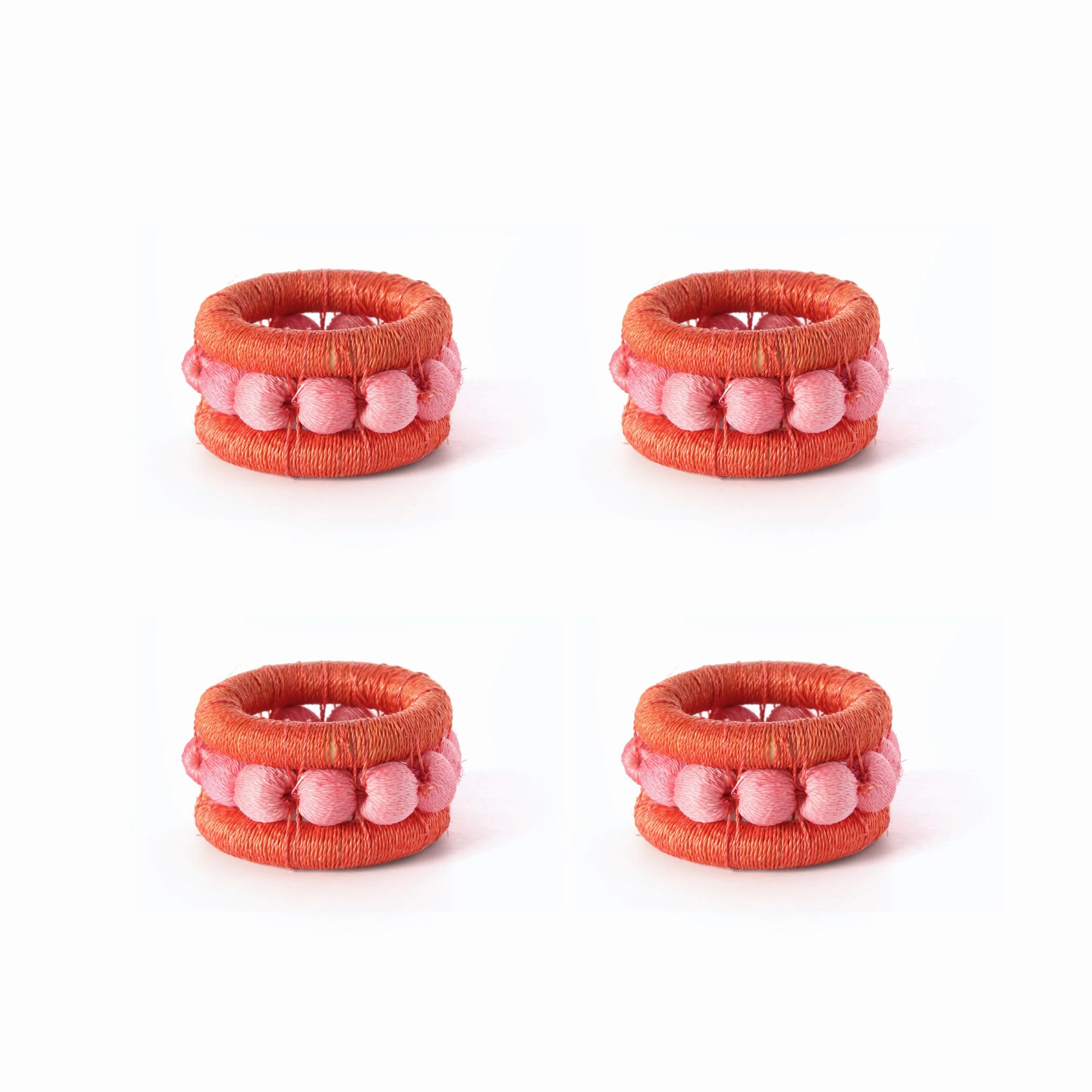 berry napkin rings - tangerine/peony (set of 4)