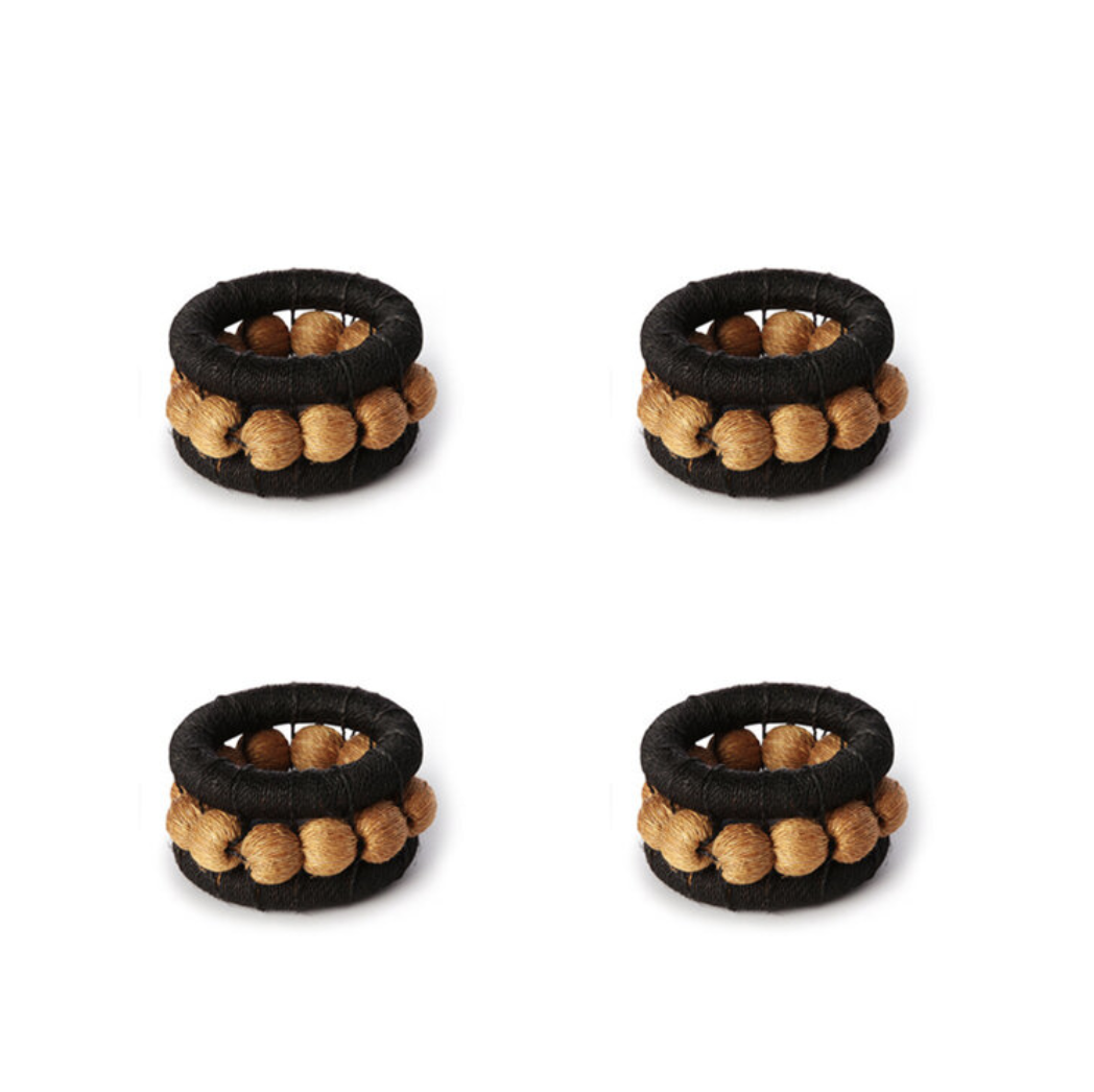berry napkin rings - black + ochre (set of 4)