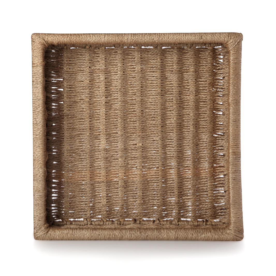 large square tray - flax
