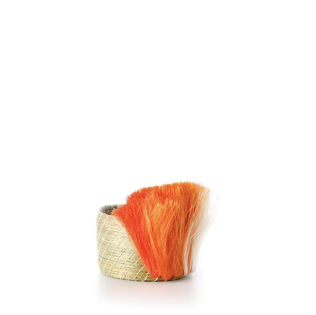 fanned out mini planter   natural + tangerine fan