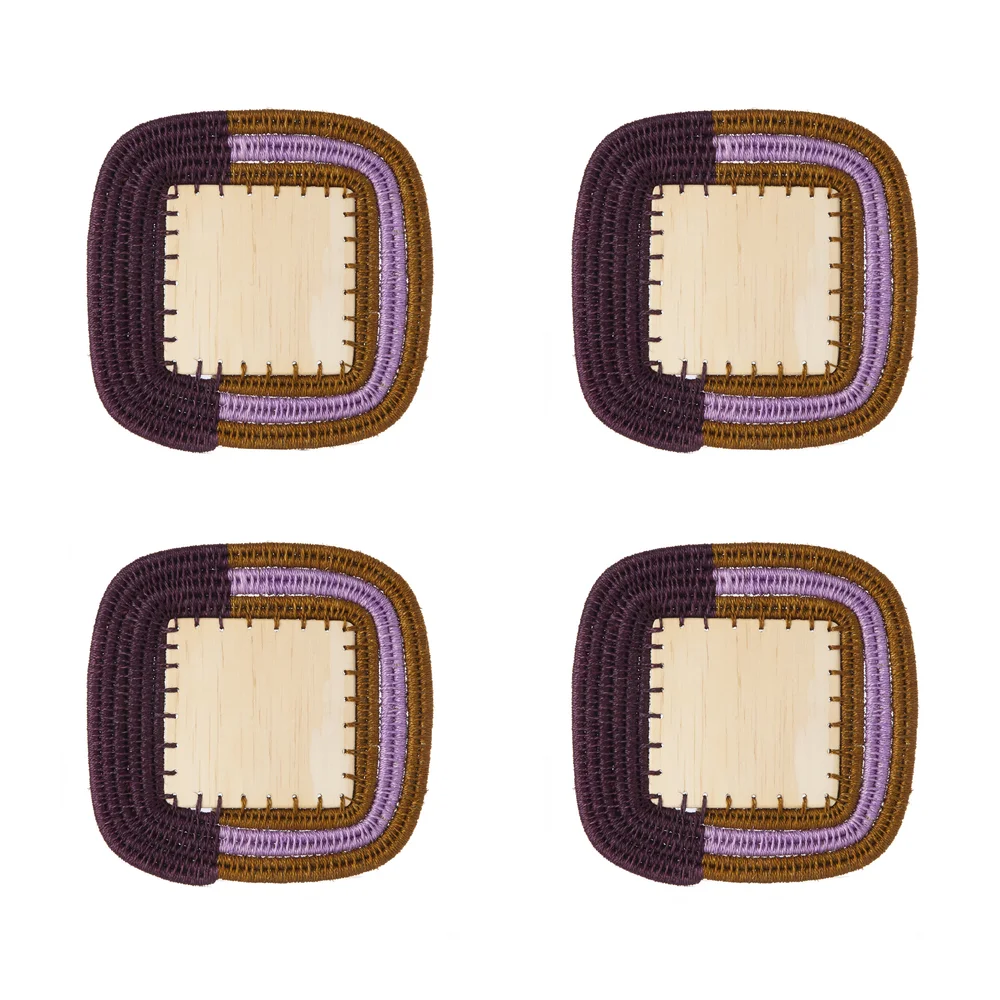 eggplant tobacco square stripe coasters