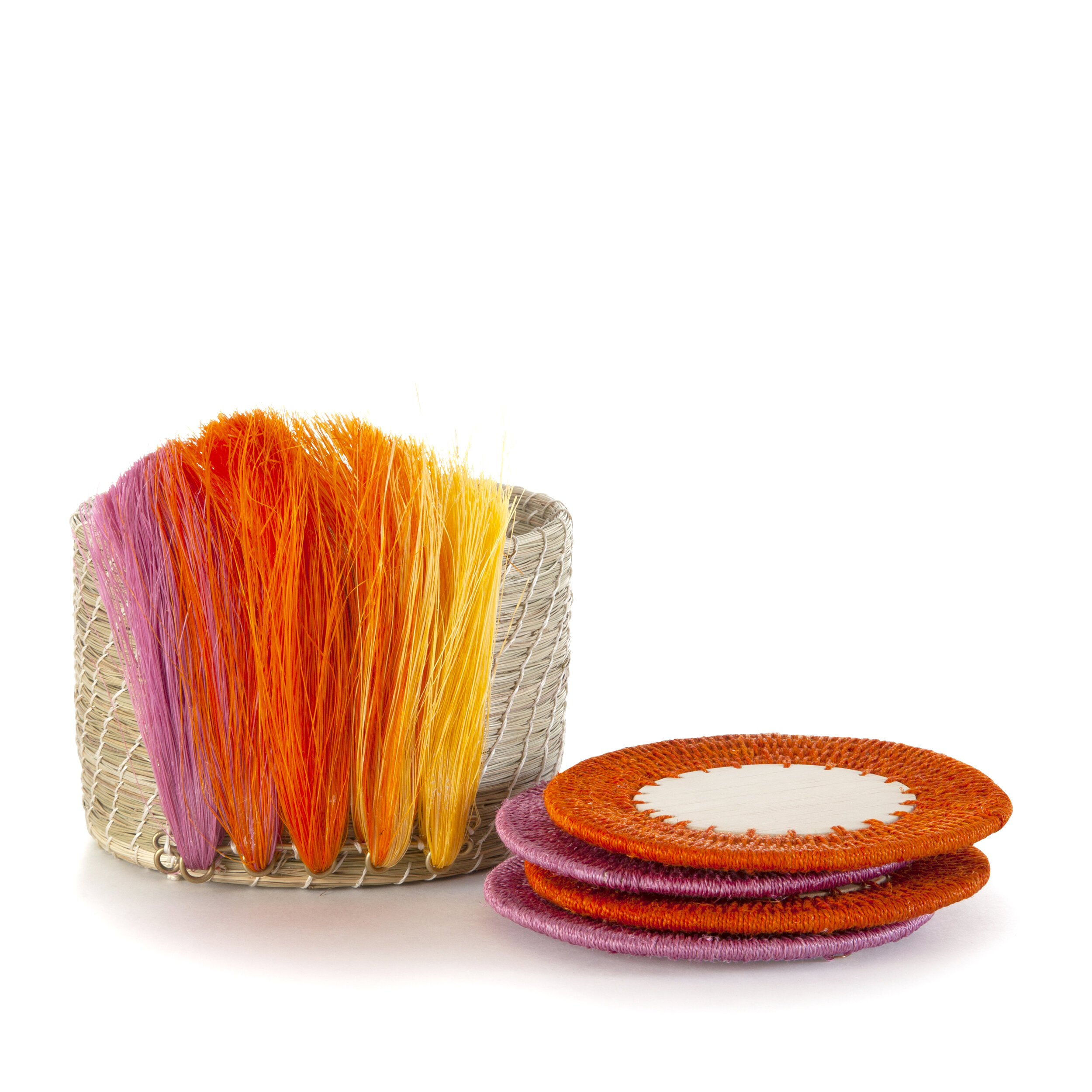 fanned out coaster set  magenta