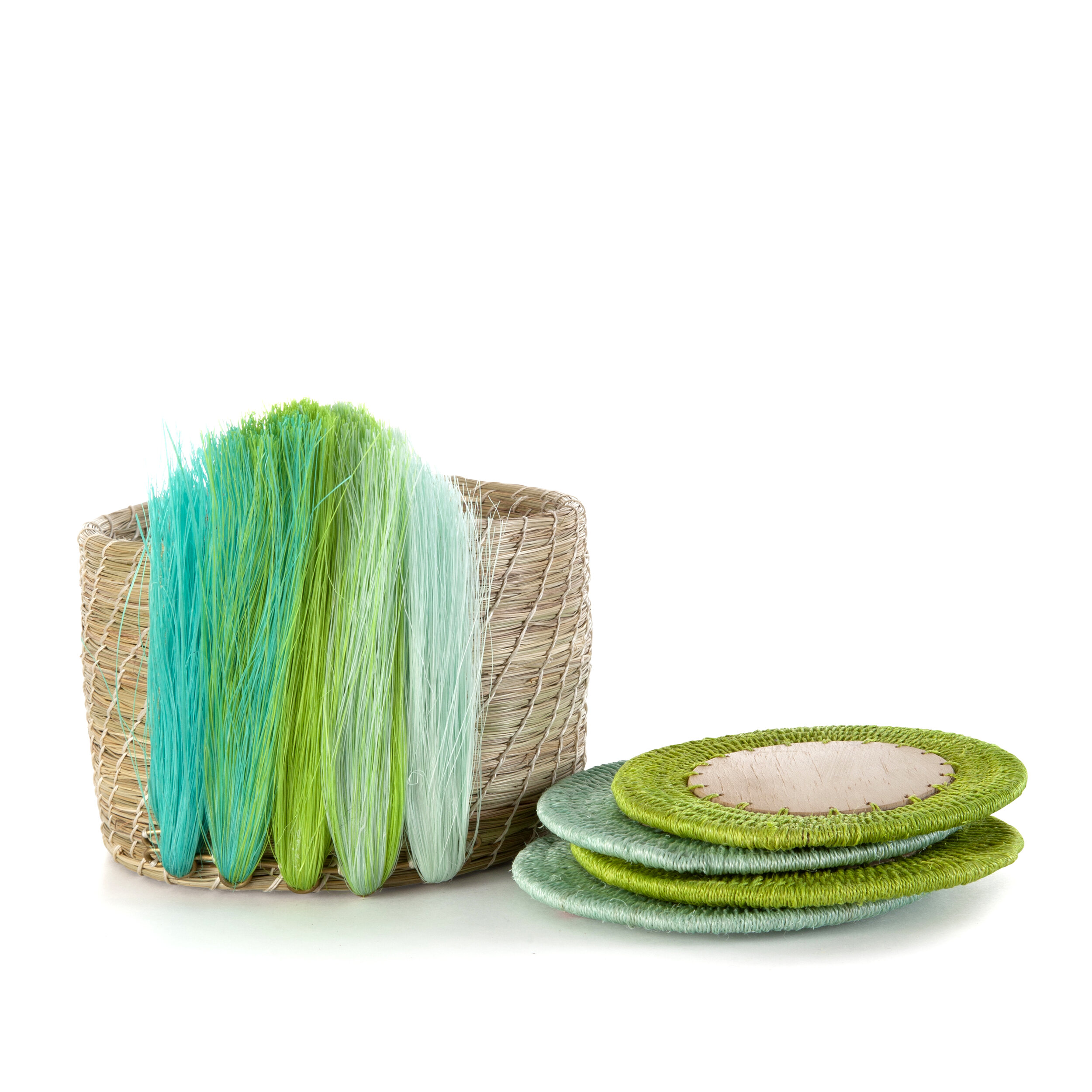 fanned out coaster set  aqua