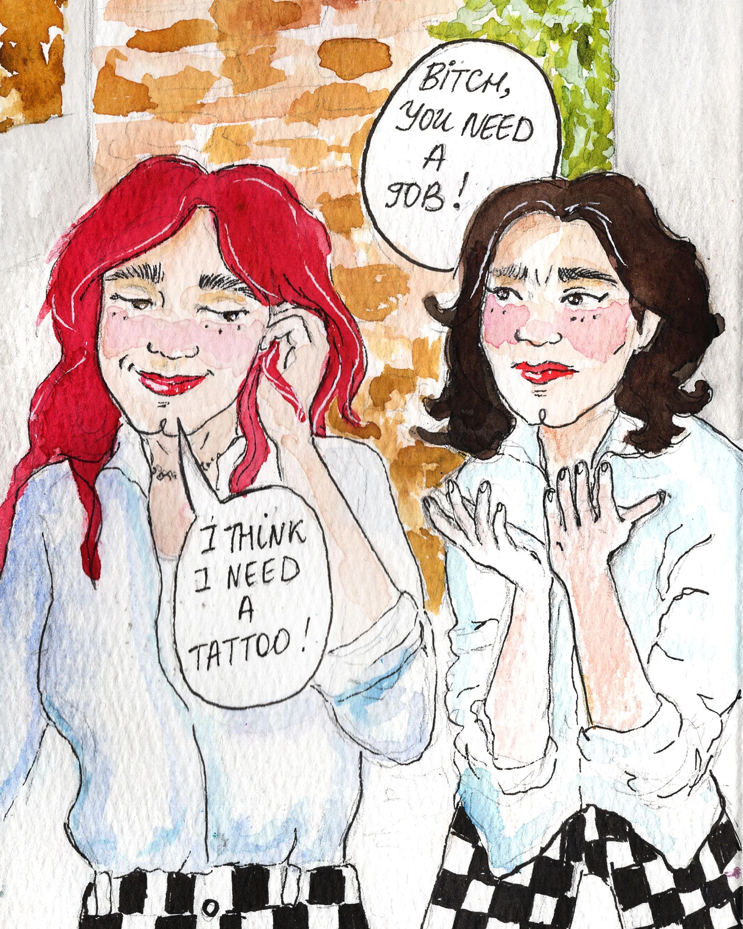 &ldquo;Me vs Me&rdquo;. How many references can you spot? ;) 

#ilonahetman #watercoloursketchbook