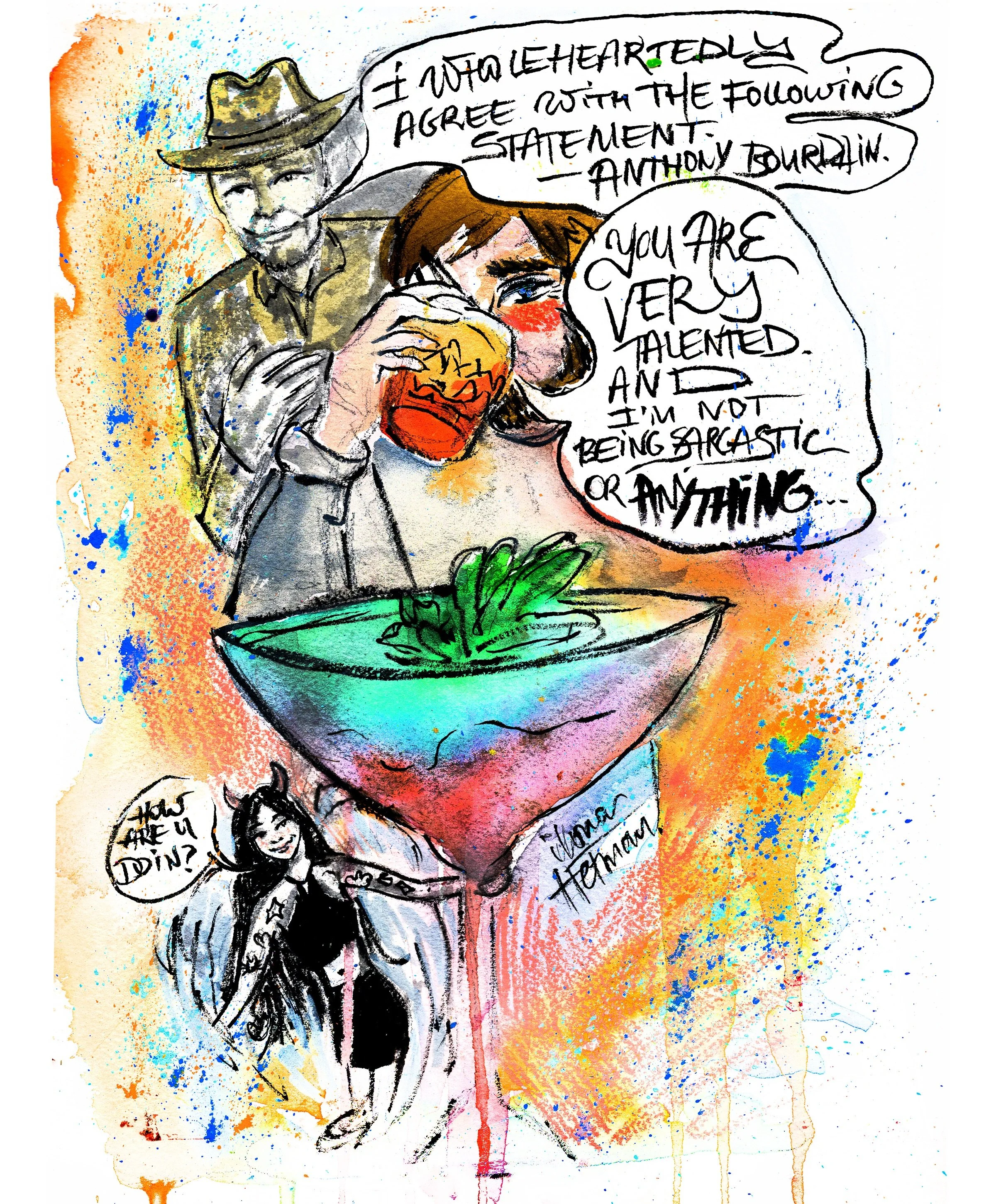 Grateful for all the people I&rsquo;ve met in Montreal so far. I&rsquo;m not being sarcastic, or anything. 
@lily_vance @kshmid 🍸🫀

Sexy Devil | vodka, blue cura&ccedil;ao, lychee juice, grenadine. 📍 @stogiescigarlounge 

Hand-drawn from memory 

