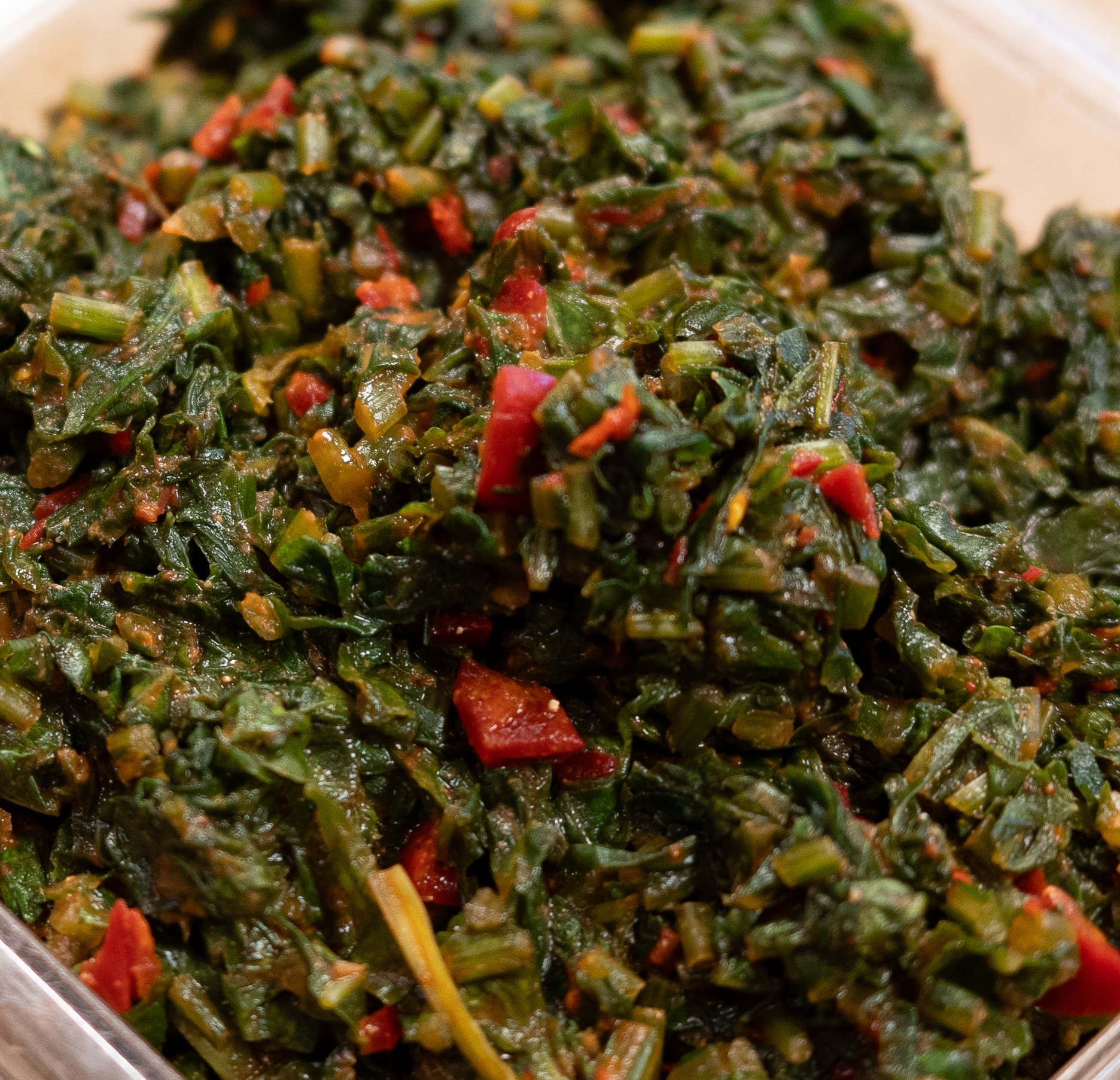 Turnip Greens with Kasuzuke Jalapenos