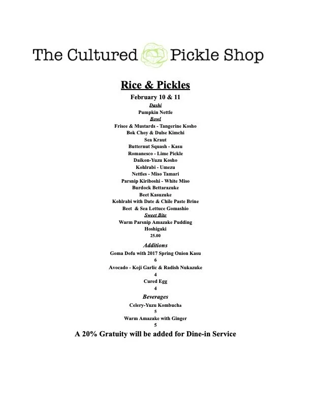 Rice & Pickles February 10 & 11 — The Cultured Pickle Shop