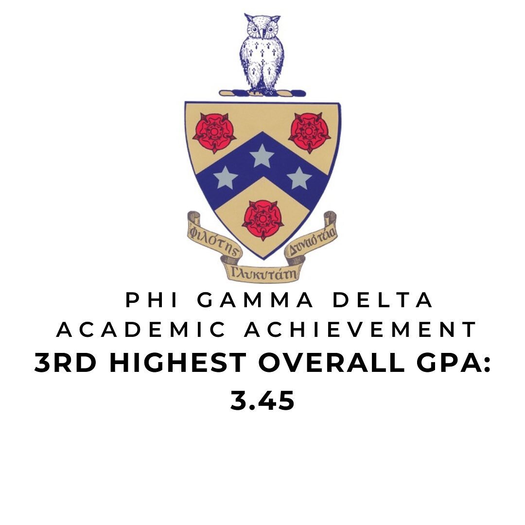 We are proud to announce that our chapter finished 3rd overall on campus in grades this past semester!