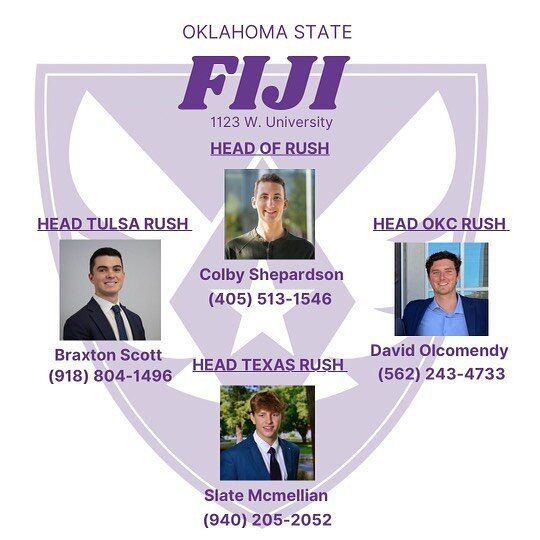 The past few weekends our rush team has gotten the opportunity to meet the incoming men of the freshman class through GDD. We&rsquo;re excited to announce our rush chairmen for the summer! 

Interested in rushing FIJI? Please reach out to our regiona