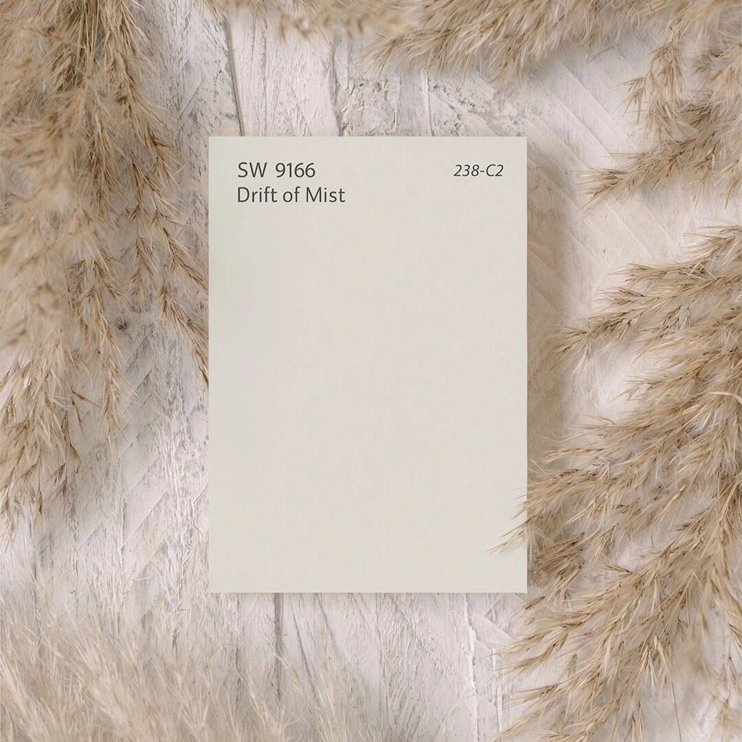 Check out this stunning hue we've been painting throughout our recent home projects...and now it just happens to be the Color of the Month! 
Drift of Mist by Sherwin-Williams is like a breath of fresh air for your walls. It's that cozy go-to color th