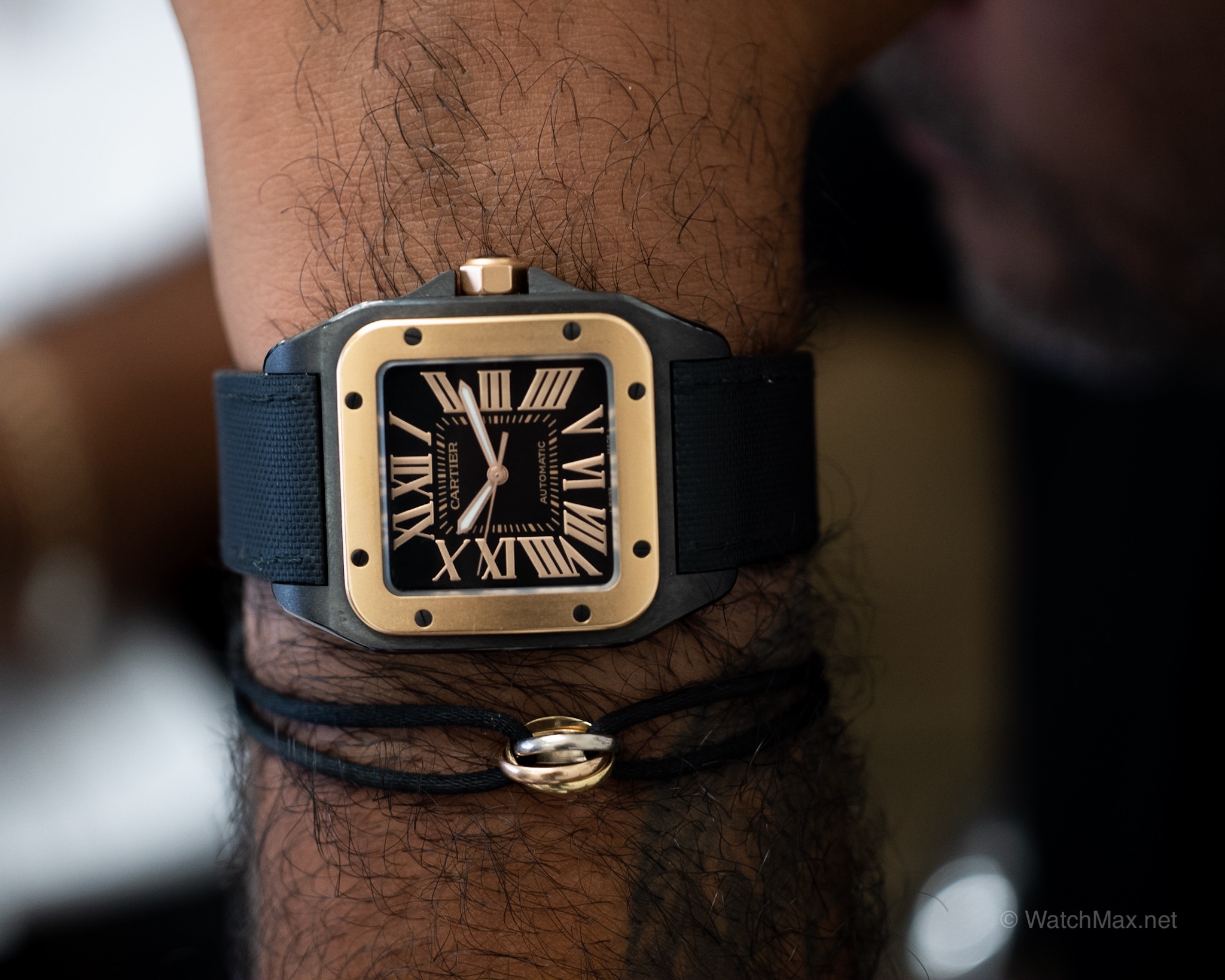 cartier santos 100 xl on wrist