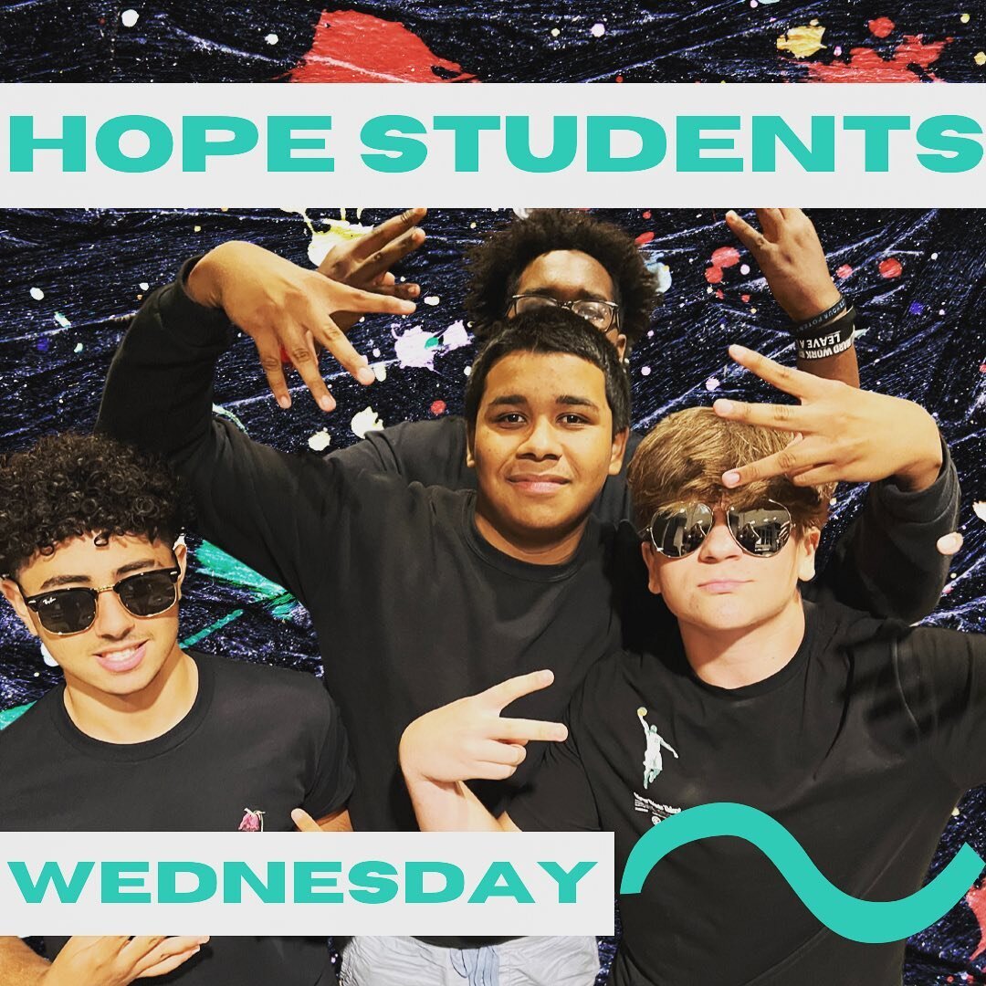 Excited to see everyone Wednesday at 6:30! We REALLY can&rsquo;t wait to meet all the new 6th graders joining Hope Students. Come hang with us and come hungry for pizza!!
