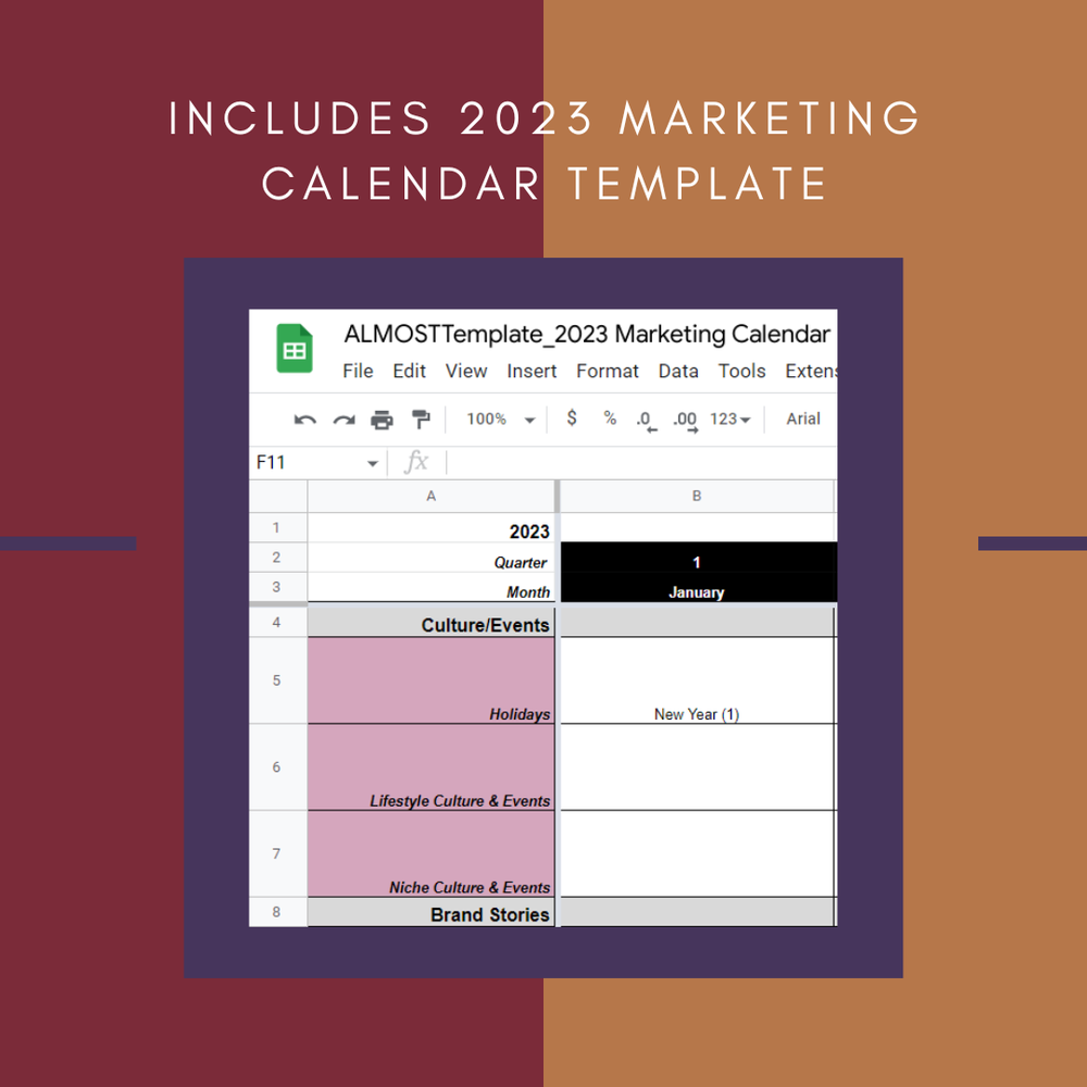 ALMOST Marketer's Essentials Bundle - 2023 Marketing Calendar, 2023  Analytics Tracker Template, Creative Brief Template, and more —  ALMOSTCONSULTING