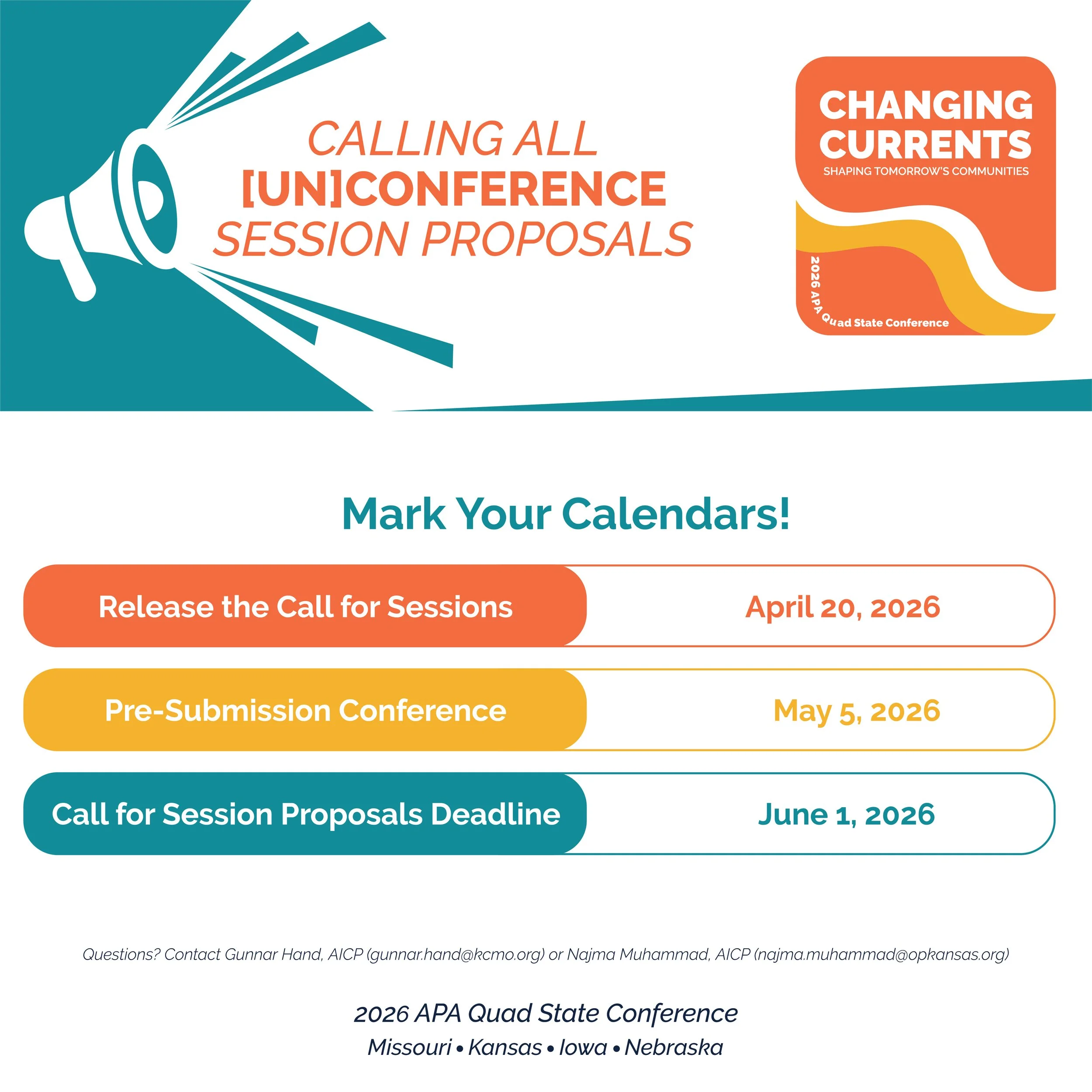 The Call for Session Proposals is being released on Monday, April 20, 2026.