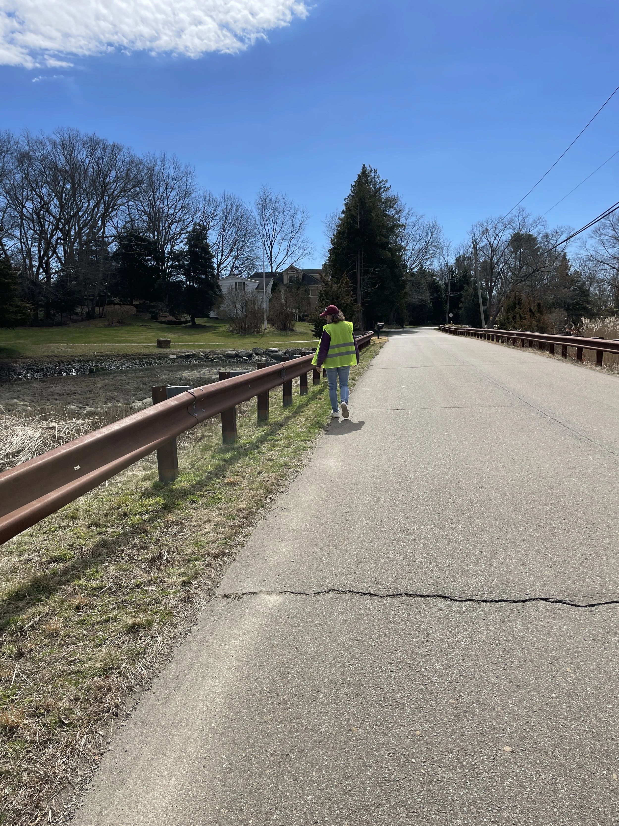   Walking the coastal roadway, Madison, Connecticut  