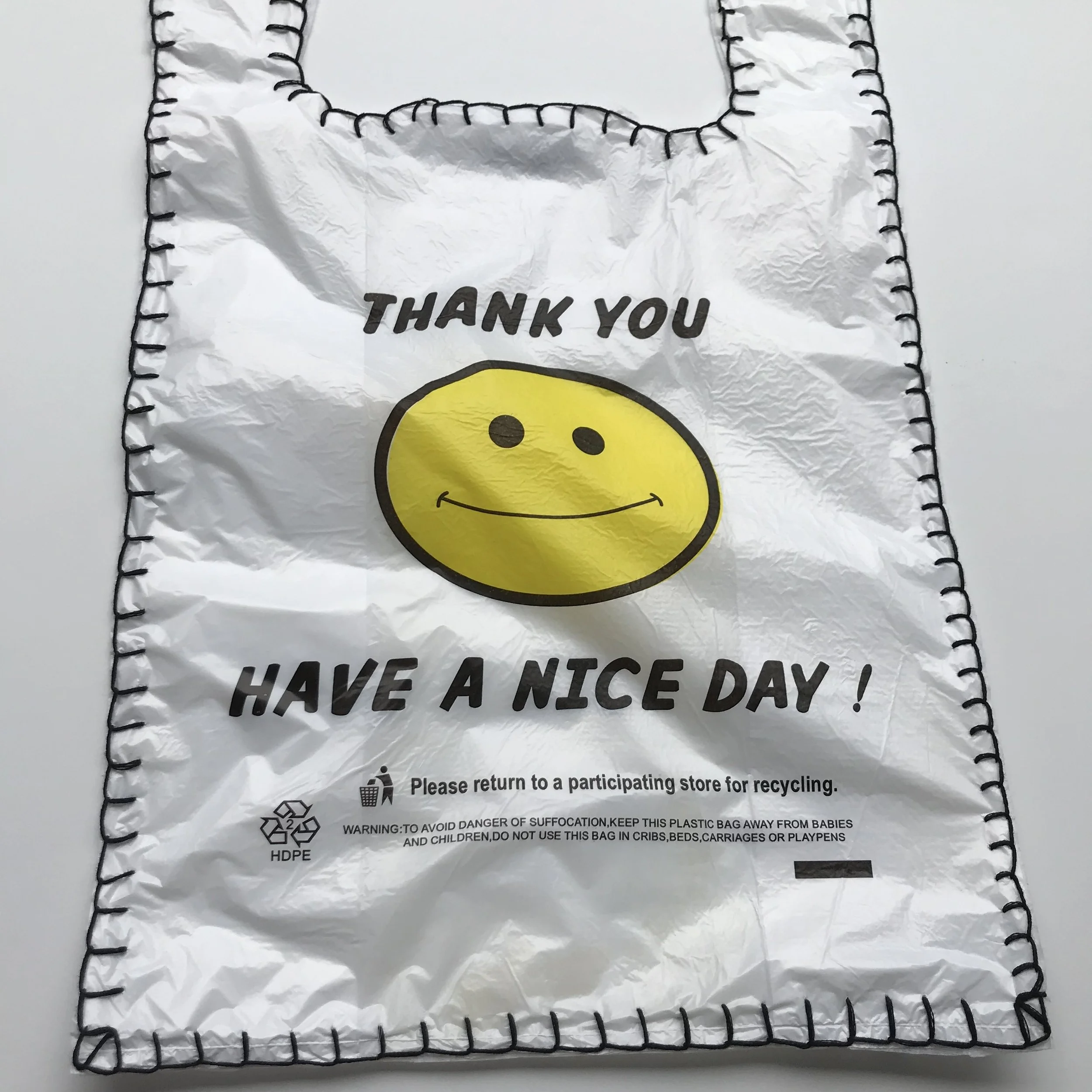   Stitched Plastic Bag I, 2018, Marsha Borden    11 × 16, single use plastic bag, thread  