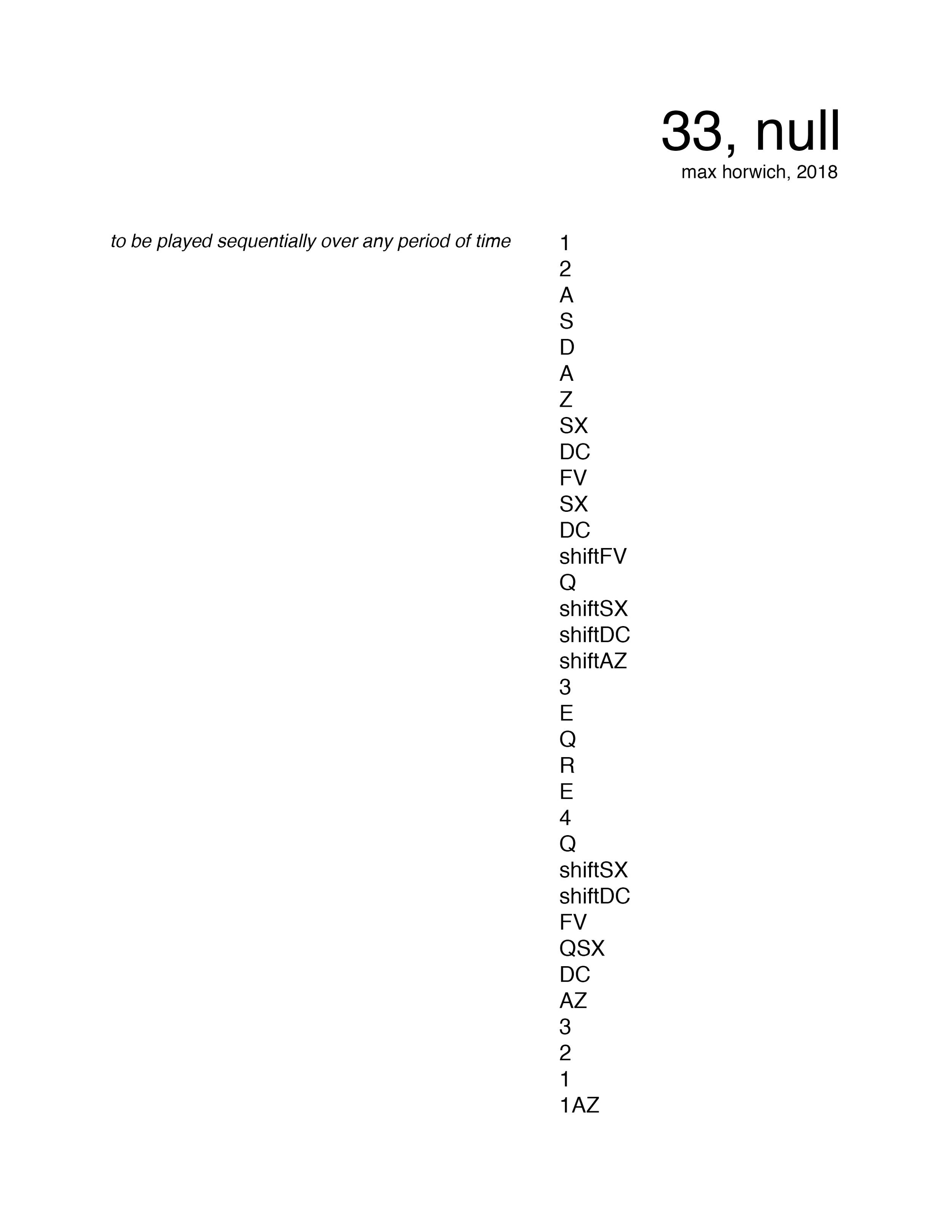 The full score for “33, Null”
