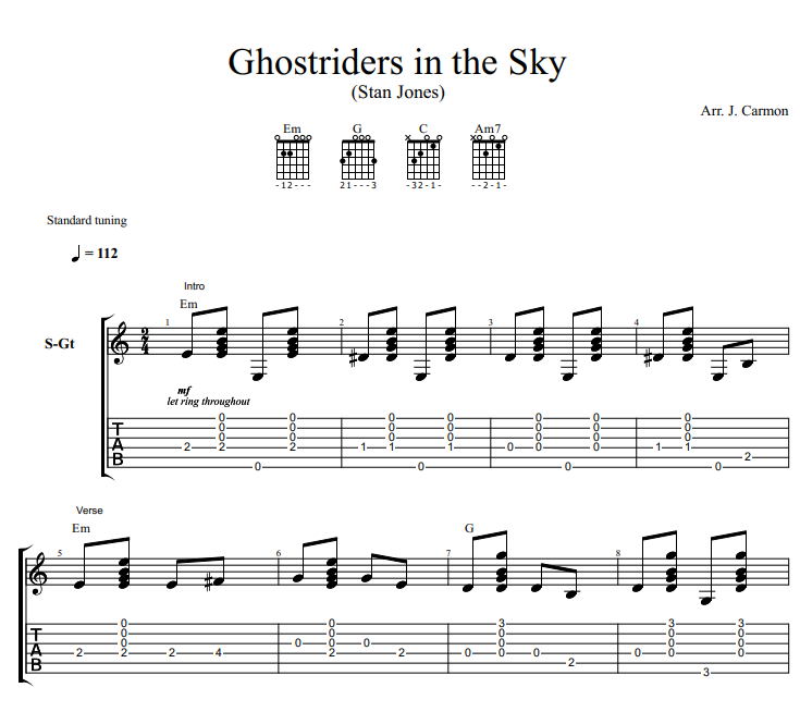 Ghost Riders In The Sky Guitar Chords