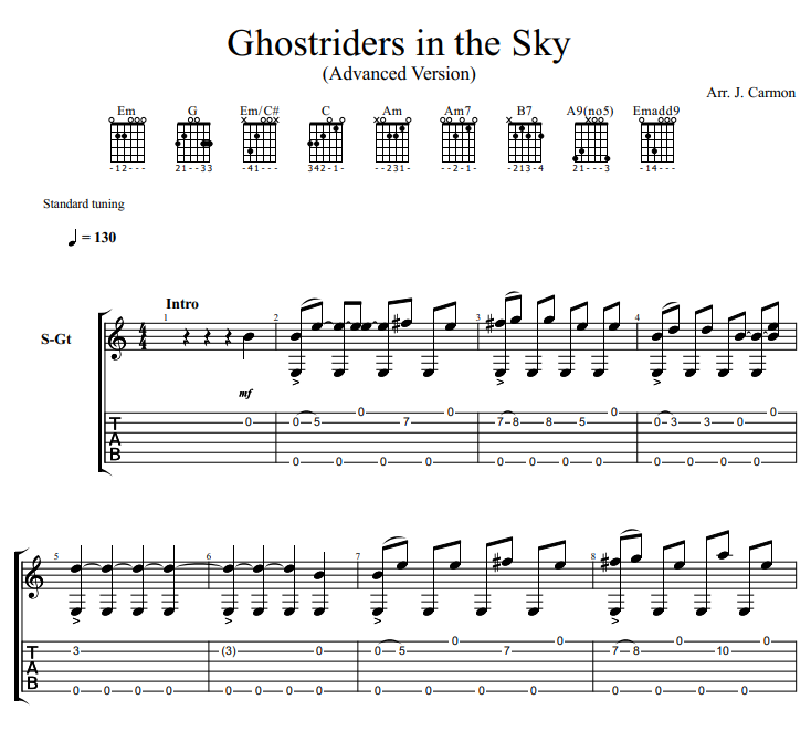 Ghostriders in the Sky (Adv. guitar tab)