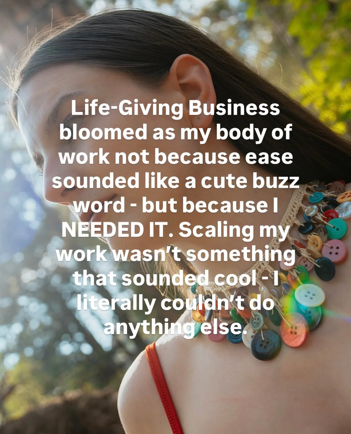 I practice and teach Life-Giving Business because I needed it. 

I needed it when I was burning out before even starting my business. 

I needed it when I was starting and refused to sacrifice my wellbeing as fuel for success. 

I needed it when I wa