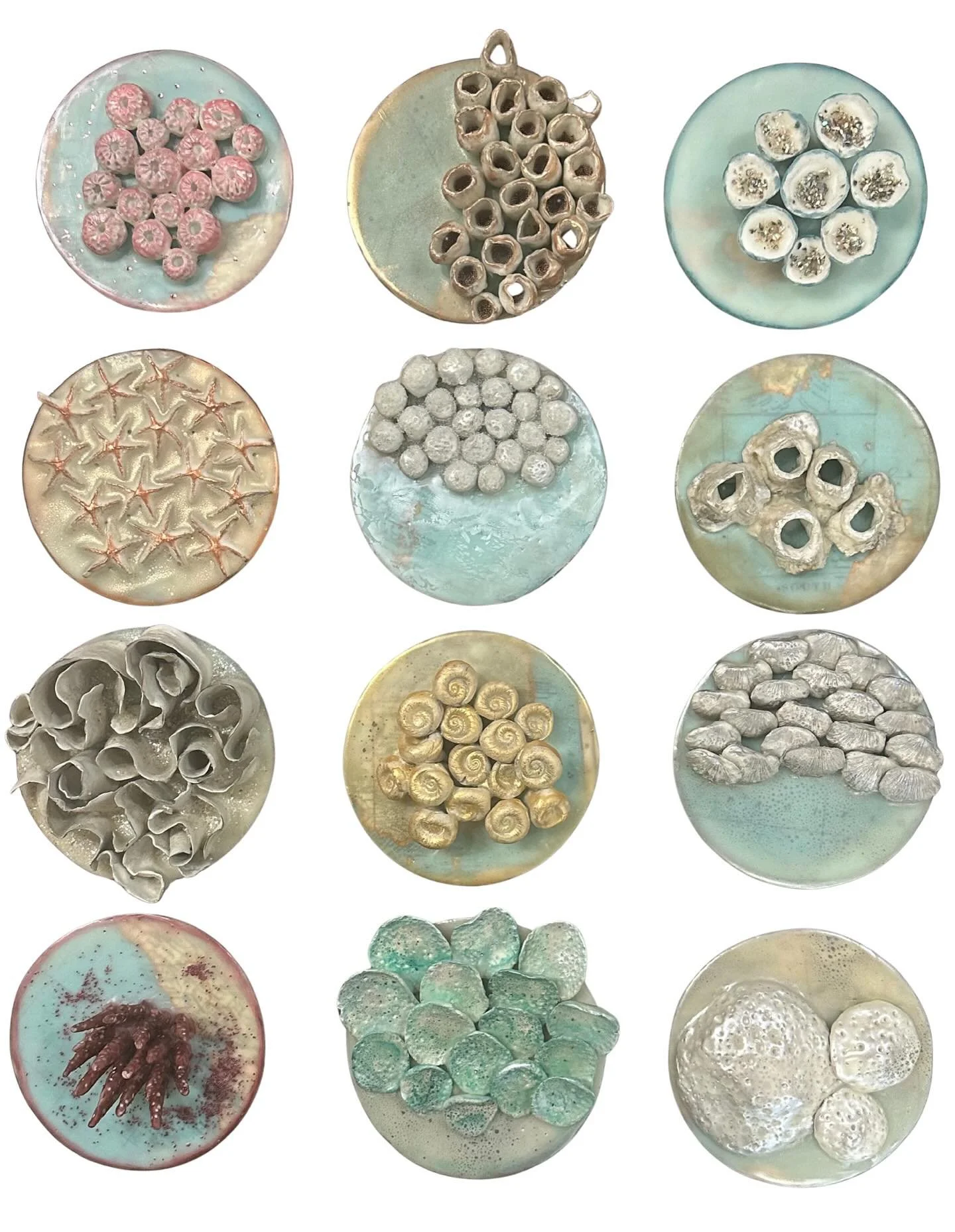 Ocean Relic 1-12, 6&rdquo; mixed media encaustic. These pieces and many more will be on exhibit at @hoffmancenterforthearts in Nov. join me for the opening Nov.8th 3-5pm