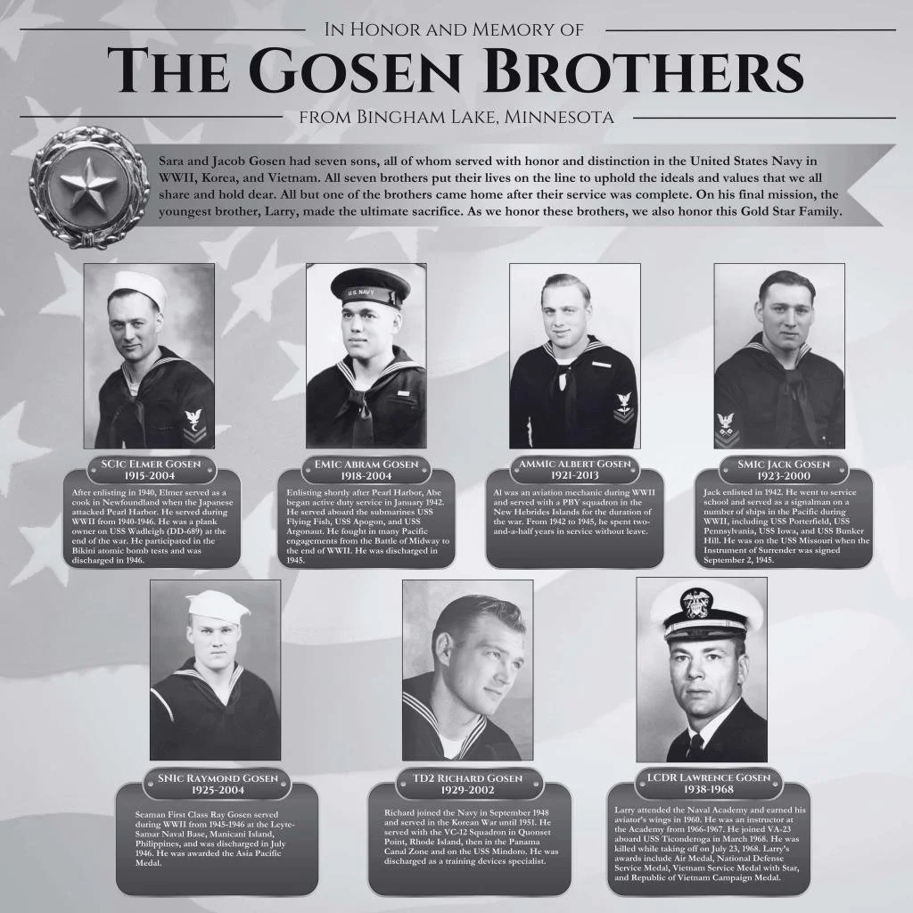 Seven Cottonwood County Brothers honored with plaque at U.S. Navy Memorial