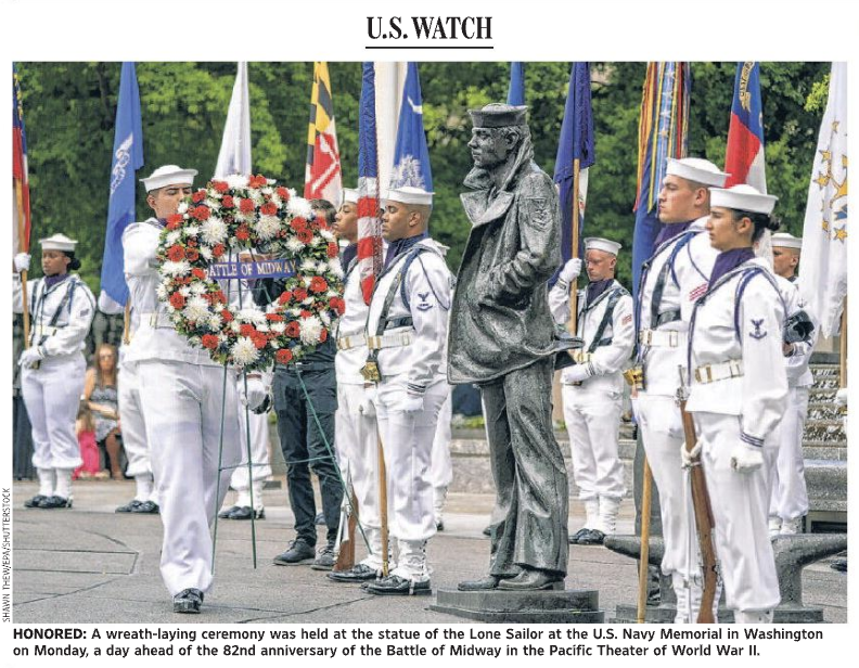 The Wall Street Journal Honors Navy Memorial Battle of Midway Wreath Laying