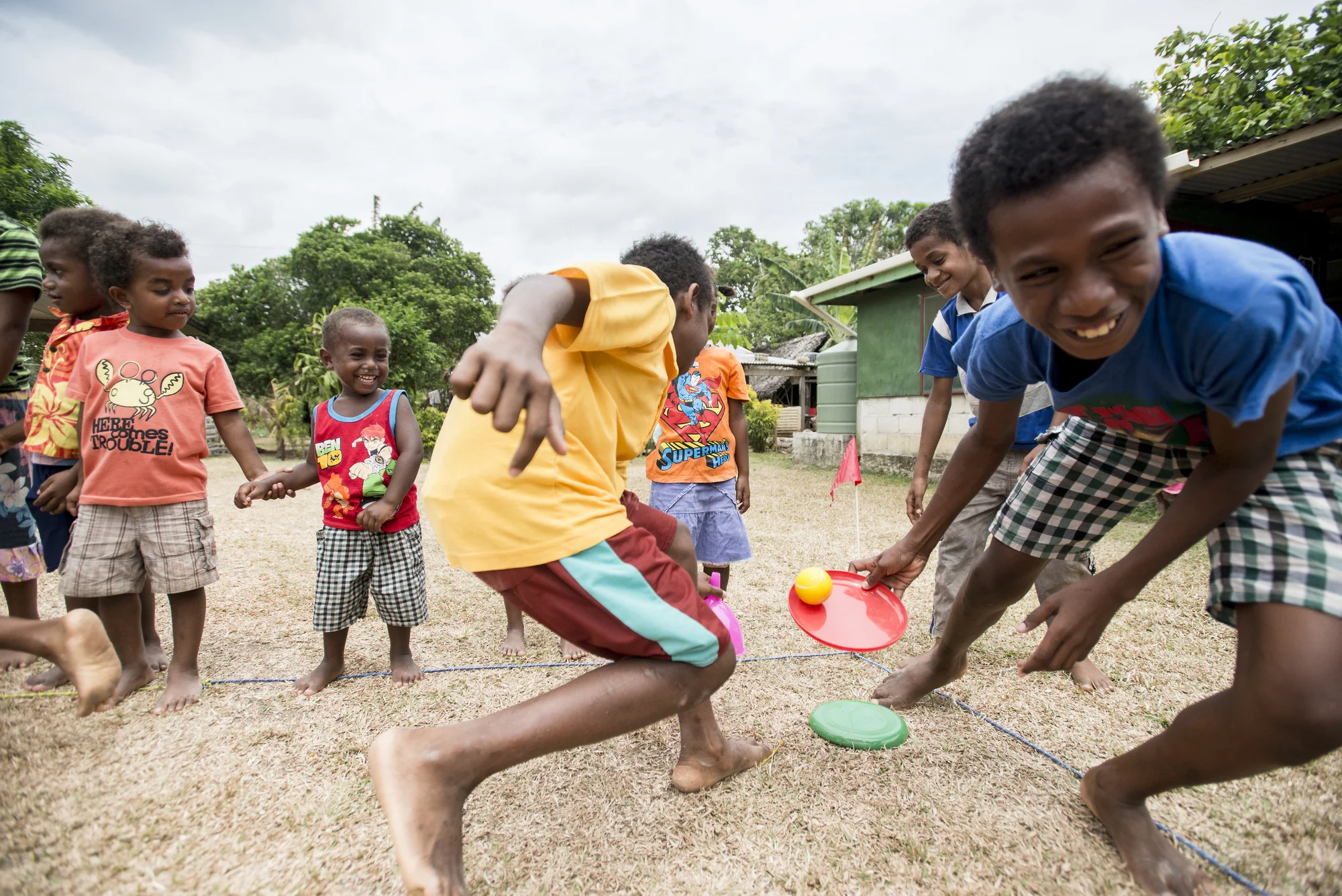 Photo caption: Children play, draw and learn about hand-washing hygiene in Child Friendly Spaces set up by Save the Children. Photo credit: Save the Children.