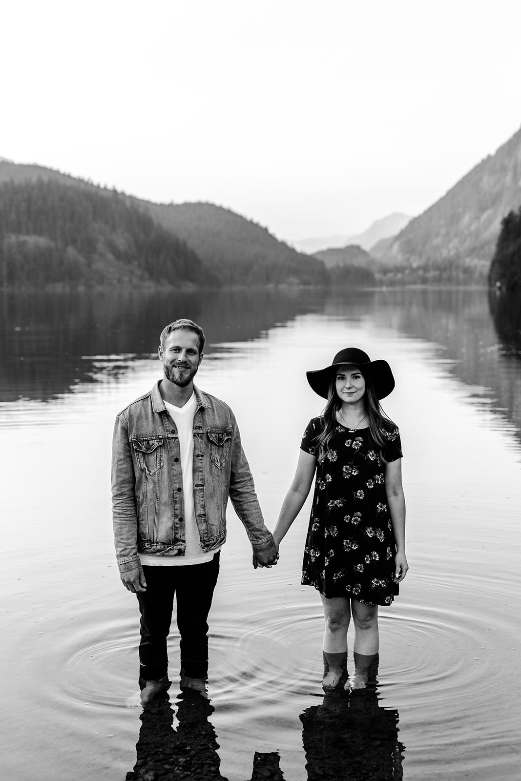 bride groom with mountain behind them