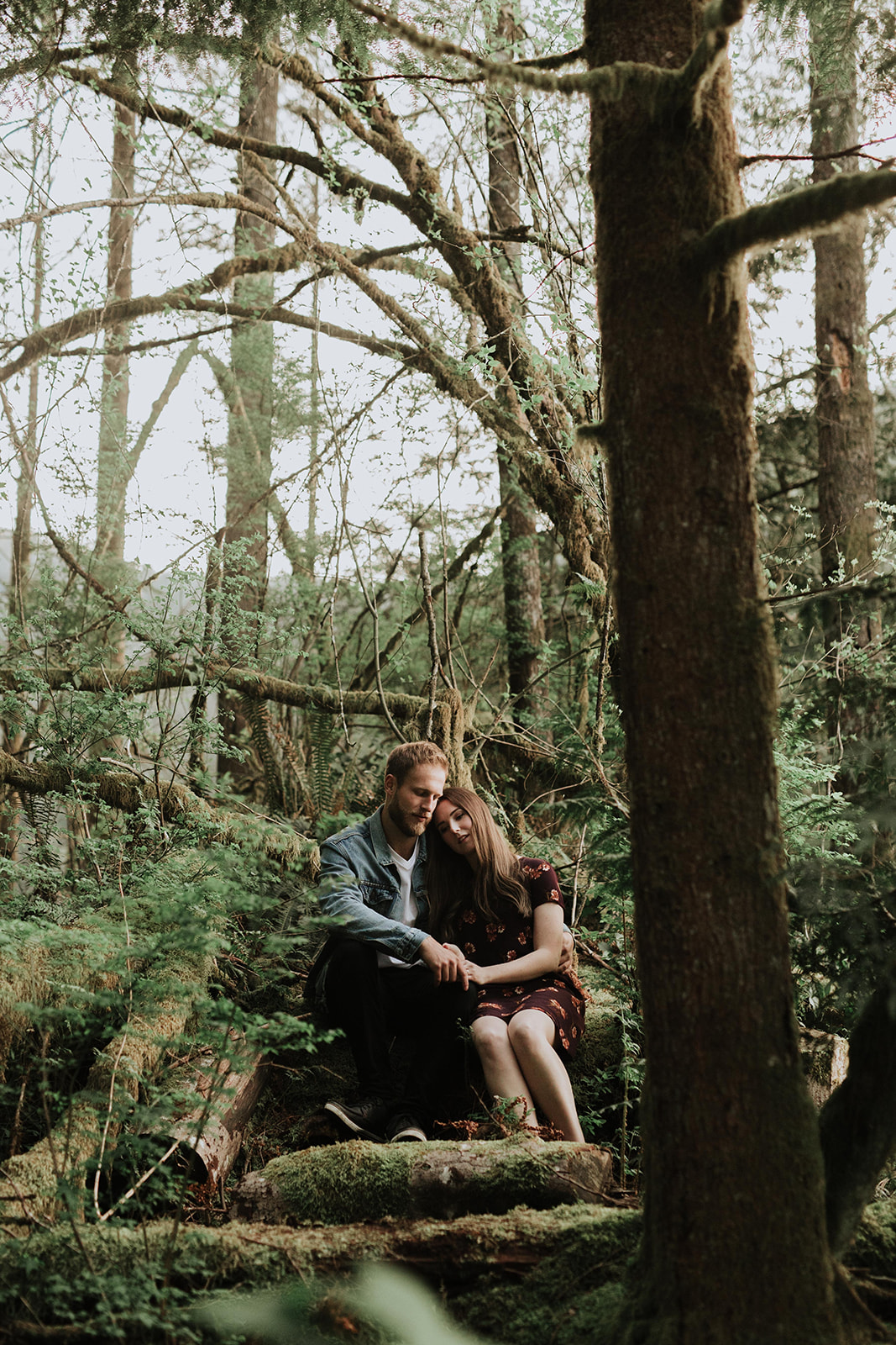 moody young couple holding each other