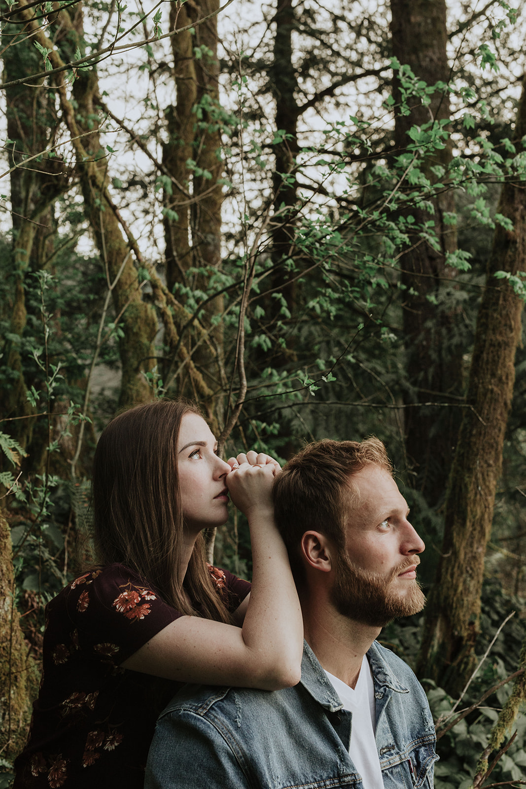 romantic couple in forest 