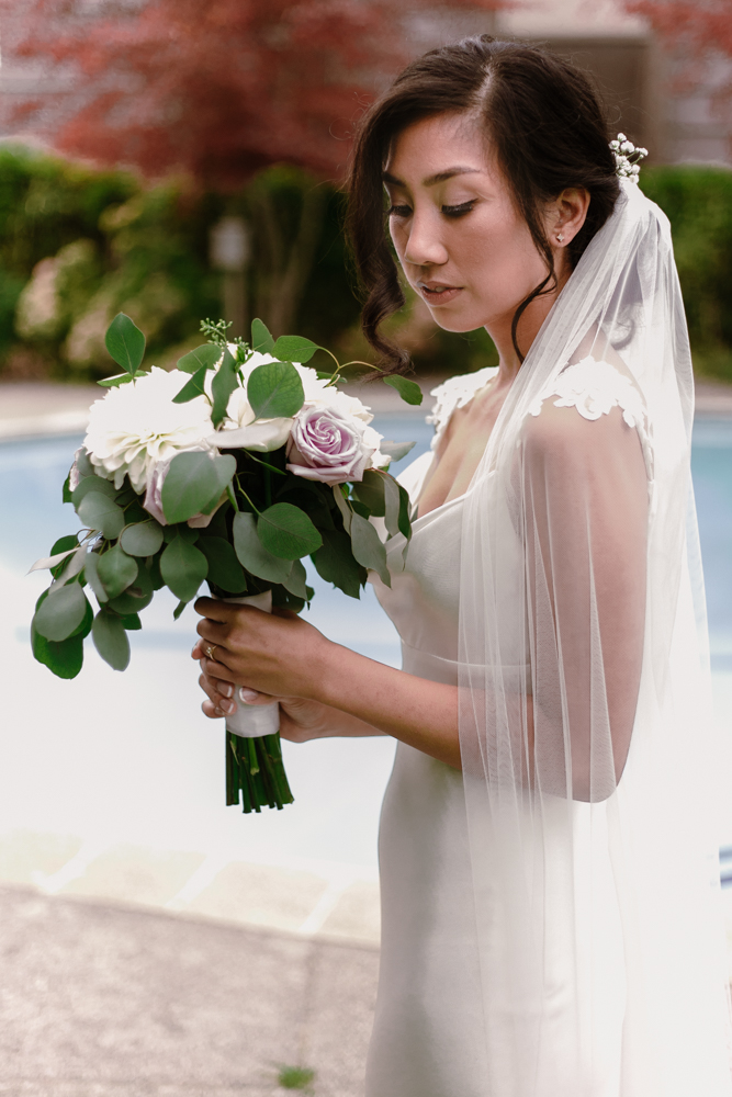 bride by the pool