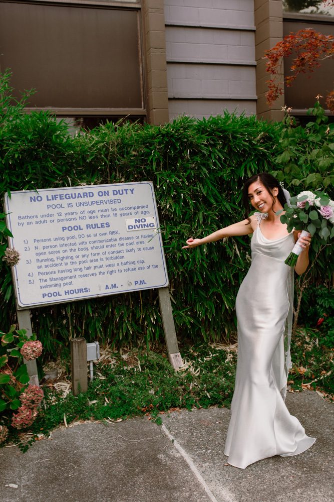 bride by the pool