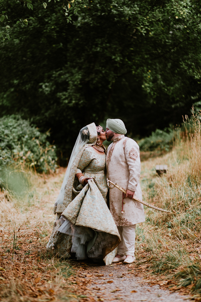 indian groom and bride walking 