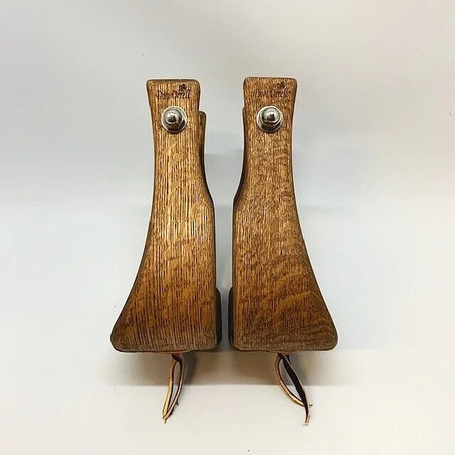 Don Orrell Stirrups - Angled Offsets - Stained Oak Ranchers