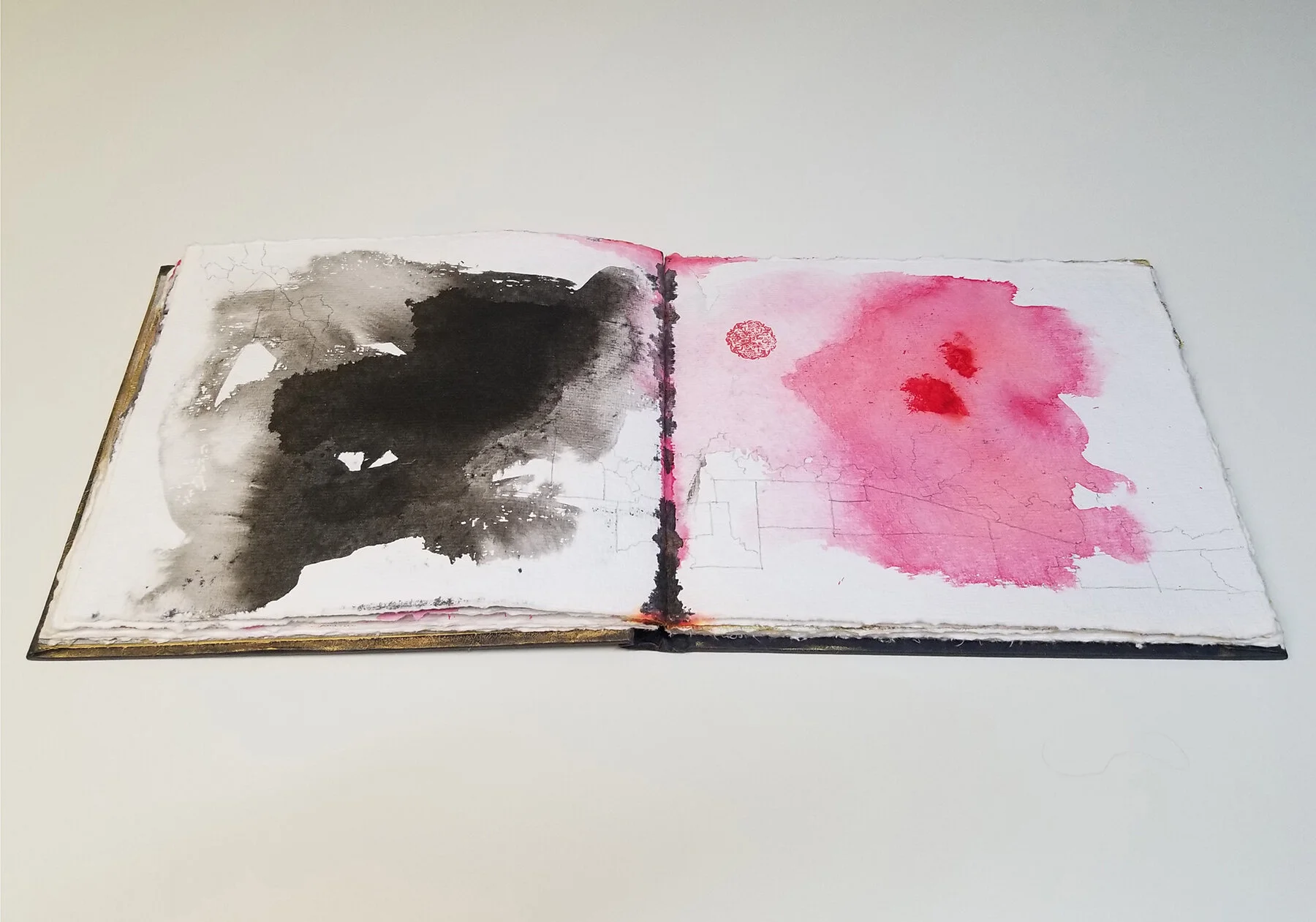  Tribute to 309 dreams lost in a line/ Artist Book/ Water color,oil pastel, graphite on handmade paper/ 10,5”x 9” x 2”.2017 