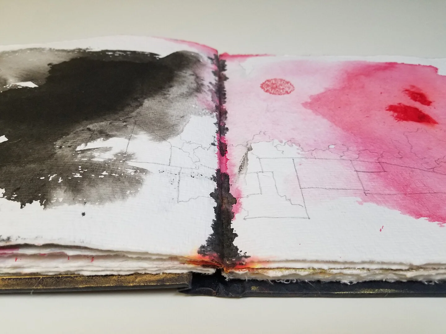  Tribute to 309 dreams lost in a line/ Artist Book/ Water color,oil pastel, graphite on handmade paper/ 10,5”x 9” x 2”.2017 