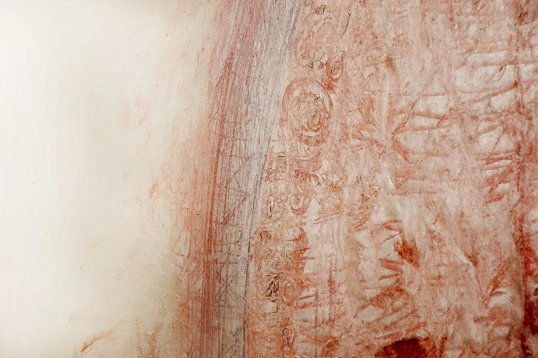 A painting with mold that no longer has value/ oil pastel on canvas/ 53x53 in/2021/Detail