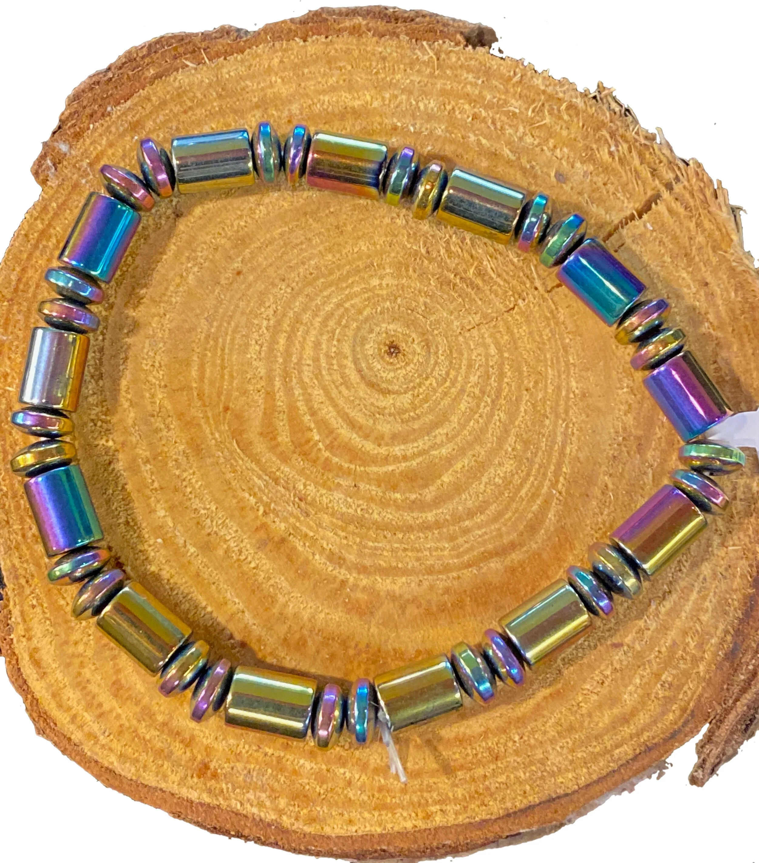 Rainbow (Titanium Plated) Hematite Bracelet