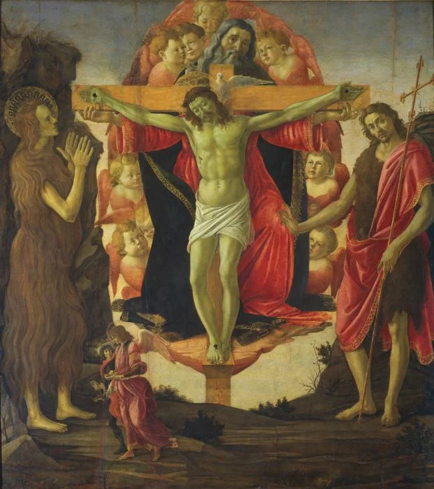 Sandro Botticelli, Trinity with Saints, c. 1494, tempera on panel. Collection of the Courtauld Gallery, London