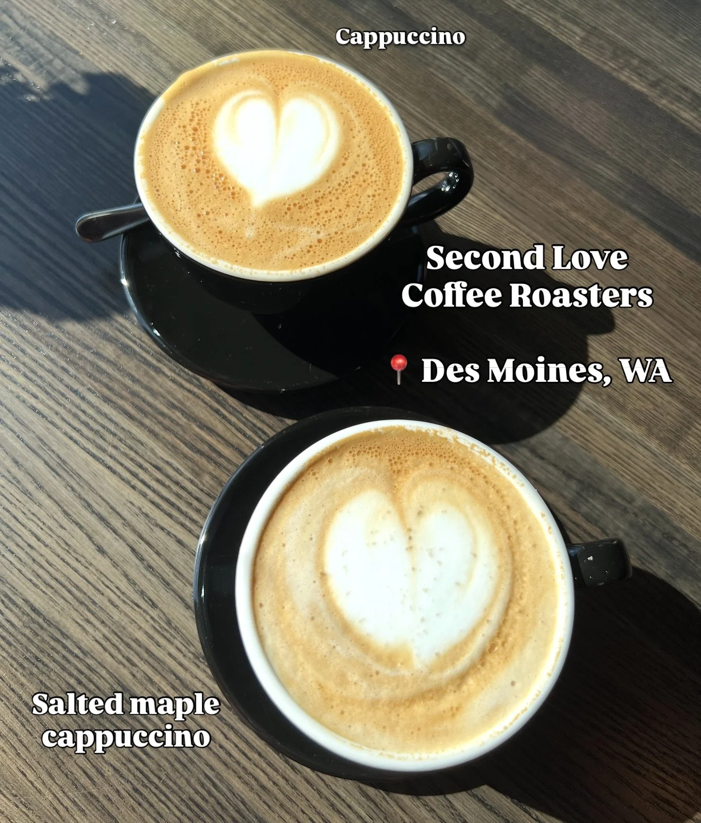 Showing some love for @secondlovecoffee, a fairly new coffee shop in Des Moines. My fianc&eacute; and I ordered two cappuccinos (or due cappuccini in perfect Italian 😝). He had a regular cappuccino and I tried the fall seasonal salted maple cappucci