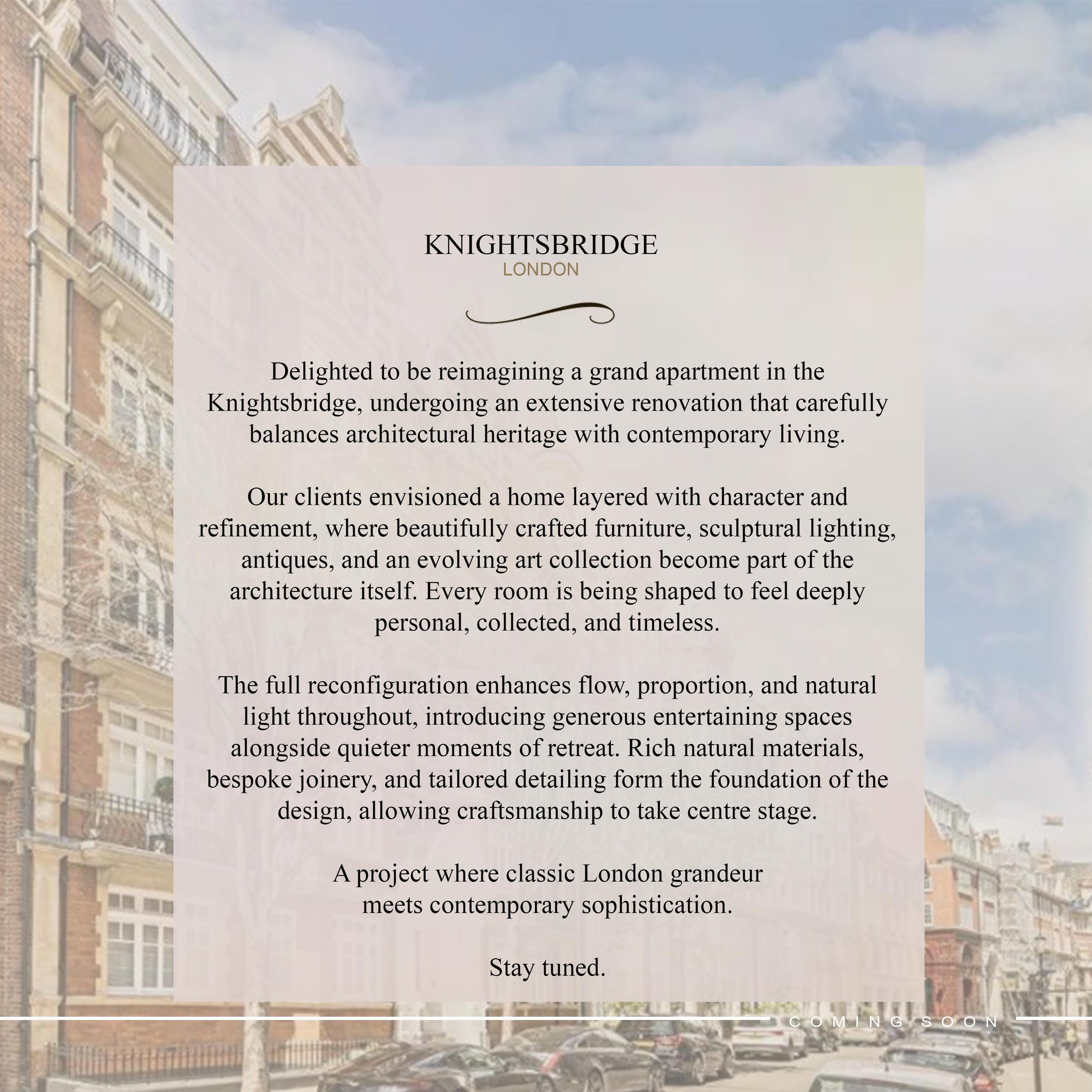 New Project
KNIGHTSBRIDGE | RESIDENTIAL

#studioypsilon  #londoninteriors #interiorarchitecture #residentialinteriors #knightsbridge