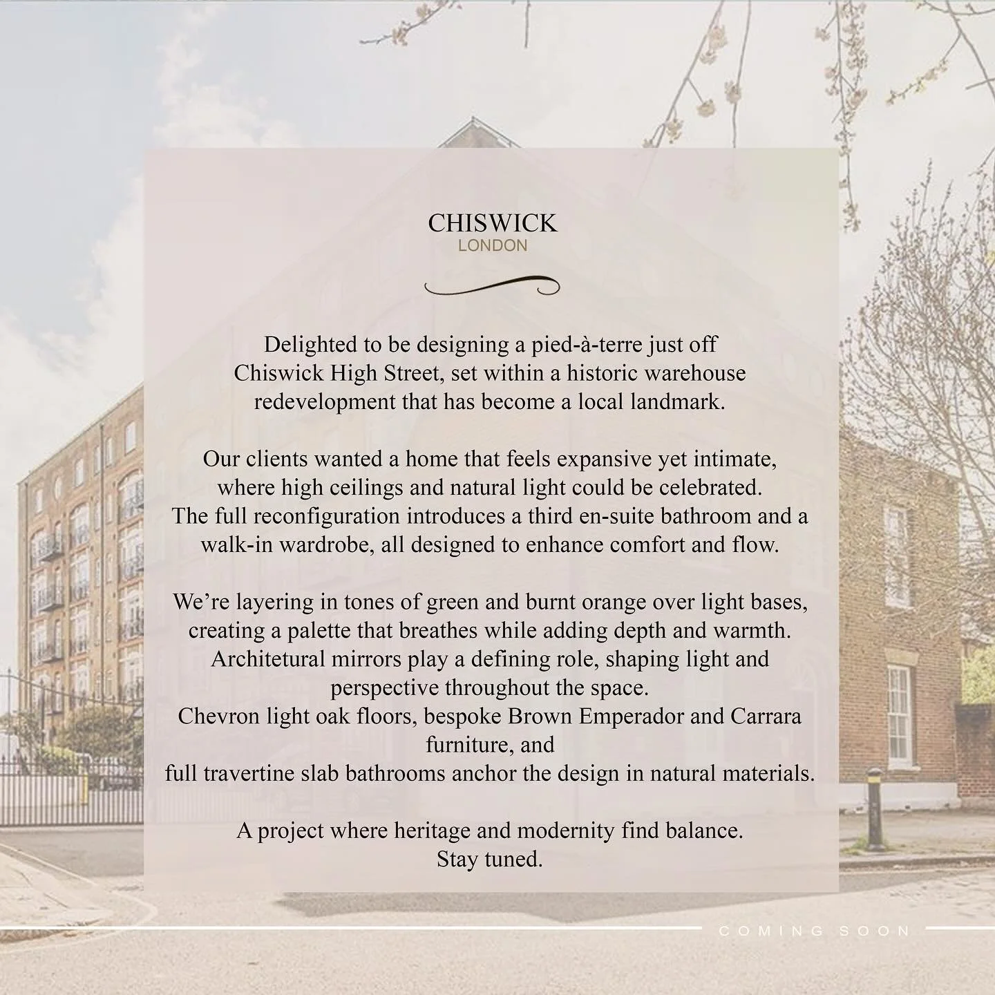 New Project
CHISWICK | RESIDENTIAL

#studioypsilon #studioypsilontoday #london  #londoninteriors #interiorarchitecture #interiorslondon #interiors #residentialdesign #londonproperty #londonproperties #londonresidential #chiswickw4 #chiswick #resident