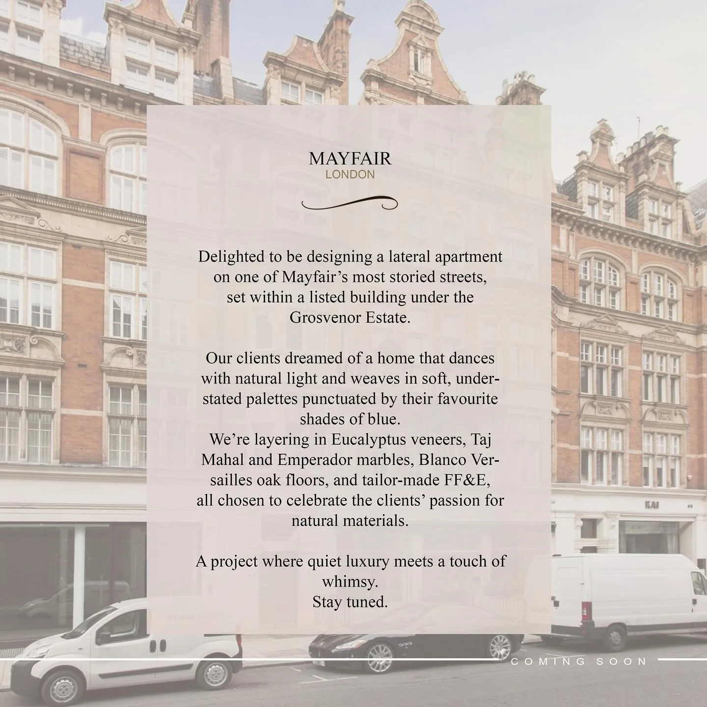 New Project
MAYFAIR | RESIDENTIAL

#studioypsilon #studioypsilontoday #london  #londoninteriors #interiorarchitecture #interiorslondon #interiors #residentialdesign #londonproperty #londonproperties #londonresidential #mayfair #mayfairlife #residenti