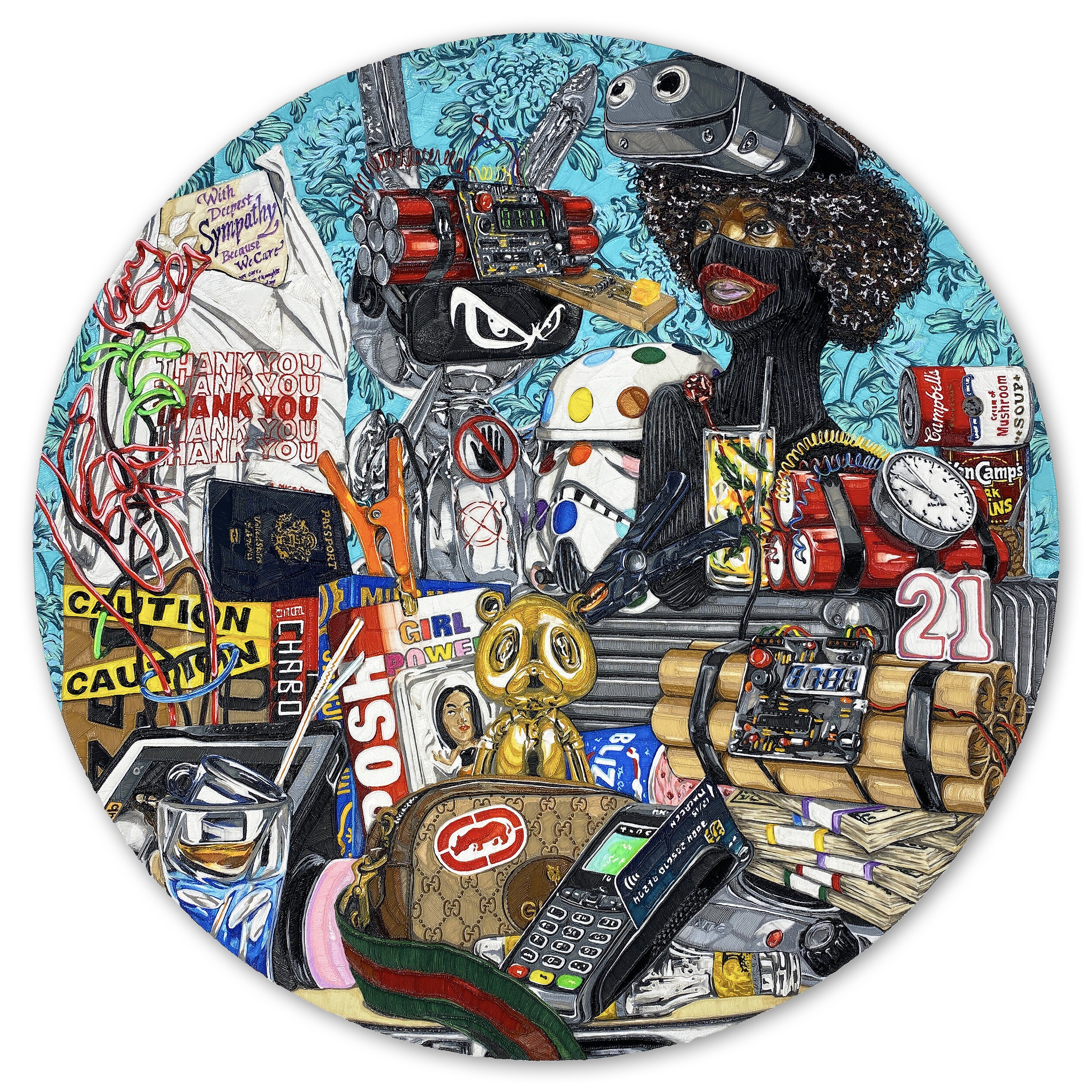  WRIGHT RELATIONSHIPS, 48 inches in diameter, PLA on panel, 2019 