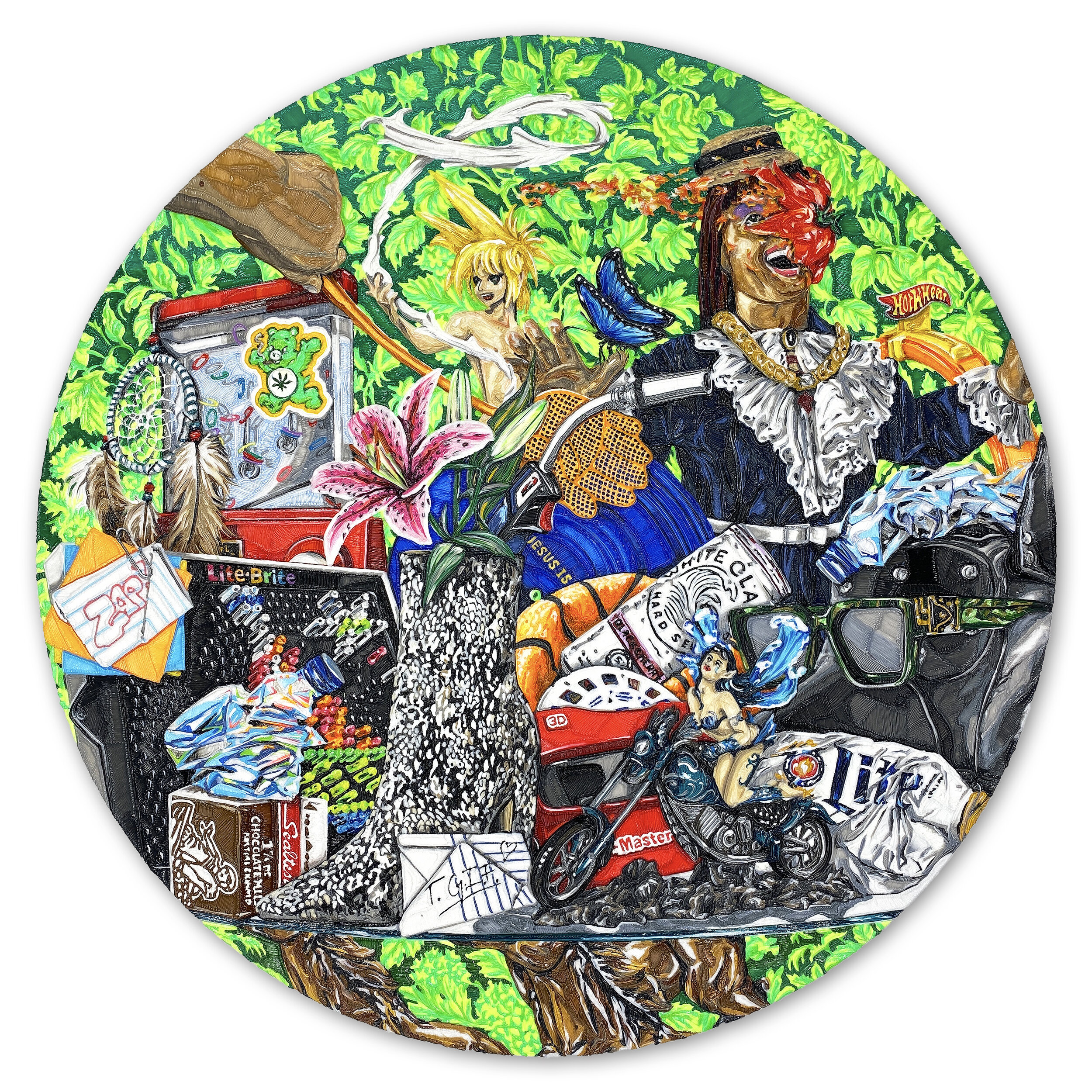  LIME-LITE, 36 inches in diameter, PLA on panel, 2019 