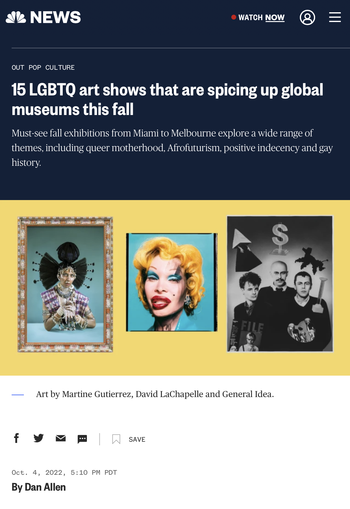 NBC News : 15 LGBTQ art shows that are spicing up global museums this fall