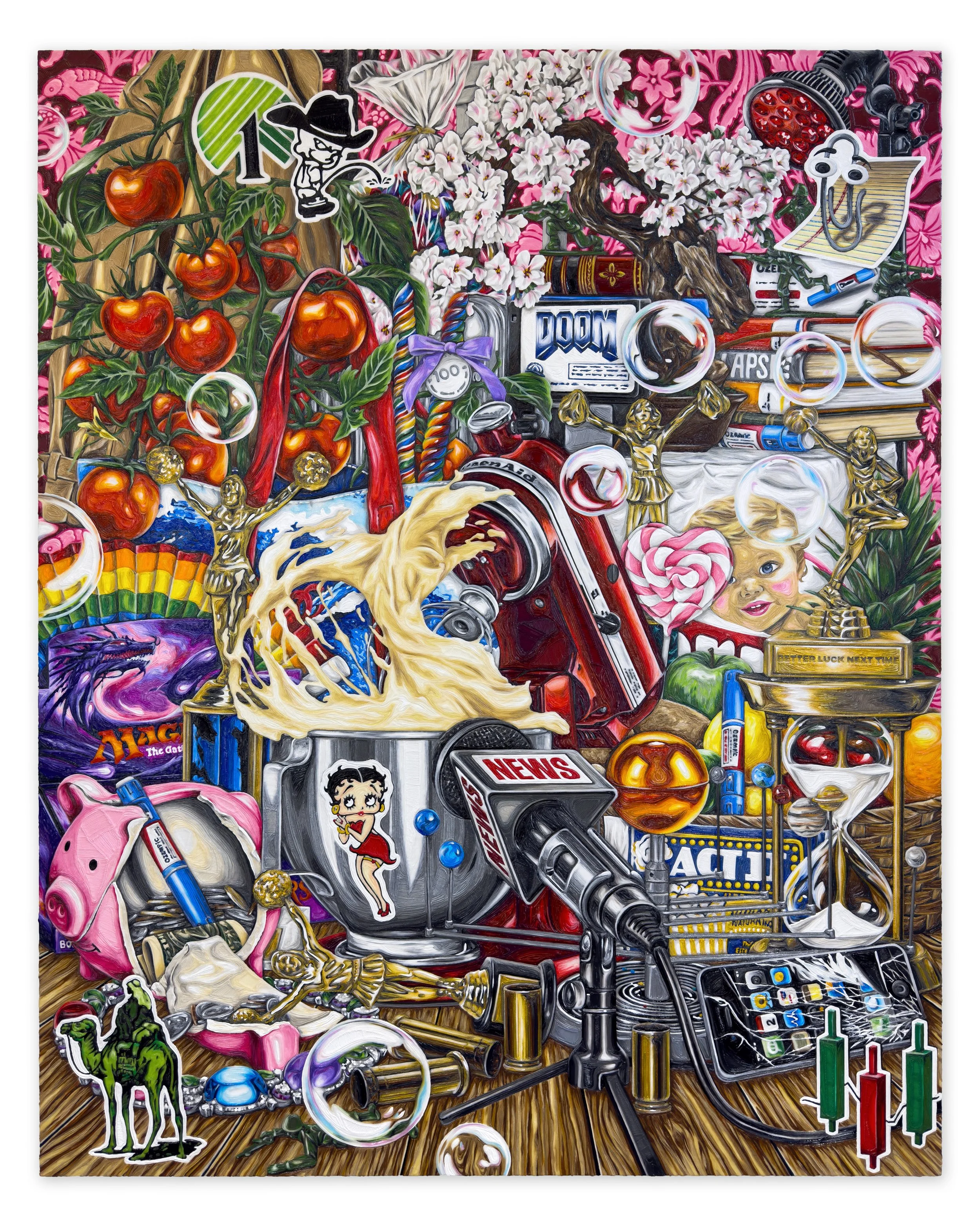  BAD NEWS TRAVELS FAST, 60 × 48 inches, PLA on panel, 2025 